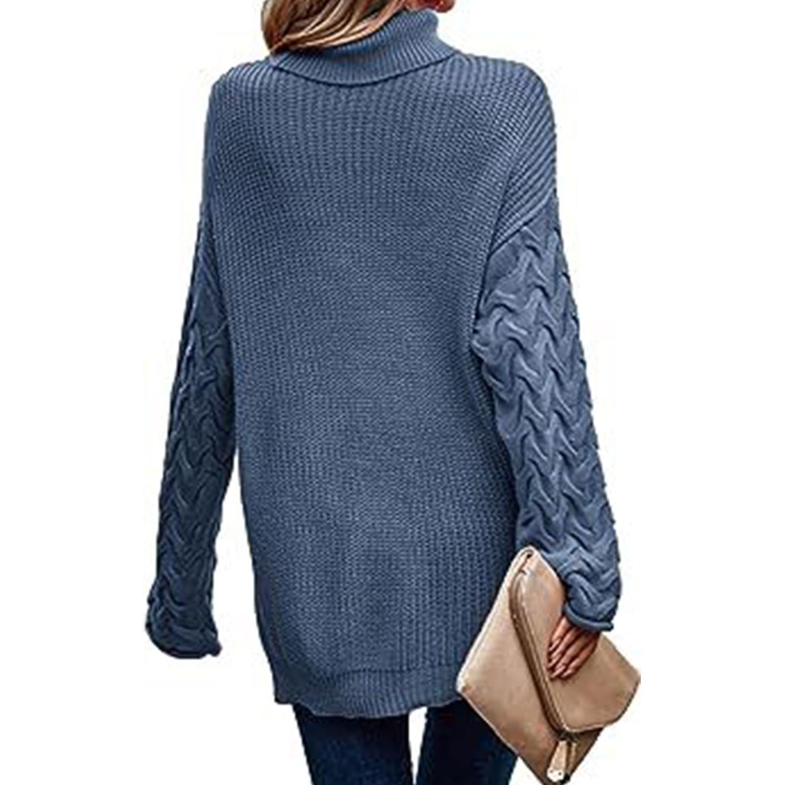 Greabuy Maglione lavorato a maglia a trecce a tinta unita da donna a maniche lunghe autunno inverno pullover felpa per donna maglione casual camicie da donna maglioni da donna felpe a maglia leggere,