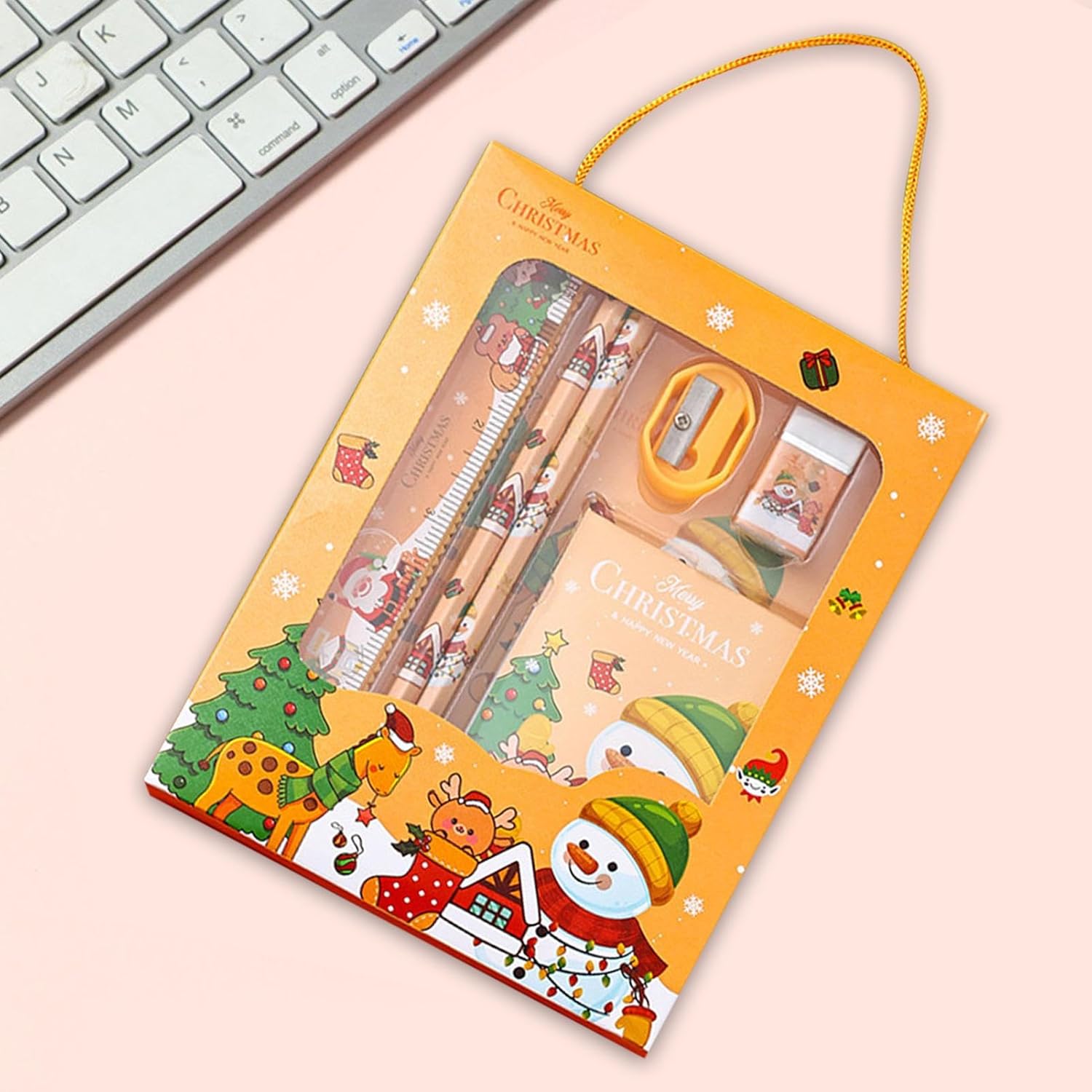 クリスマススクールステーショナリーセット、クリスマスステーショナリーパーティー記念品 - 安全なクリスマス文具セット 6 個セット