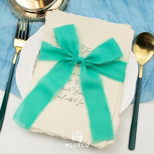 Miniatura 6 de Mlurcu Cinta de seda de gasa con flecos de terracota de 1-12 pulgadas x 40 yardas, juego de cintas de tela deshilachada hecha a mano, cinta de tela