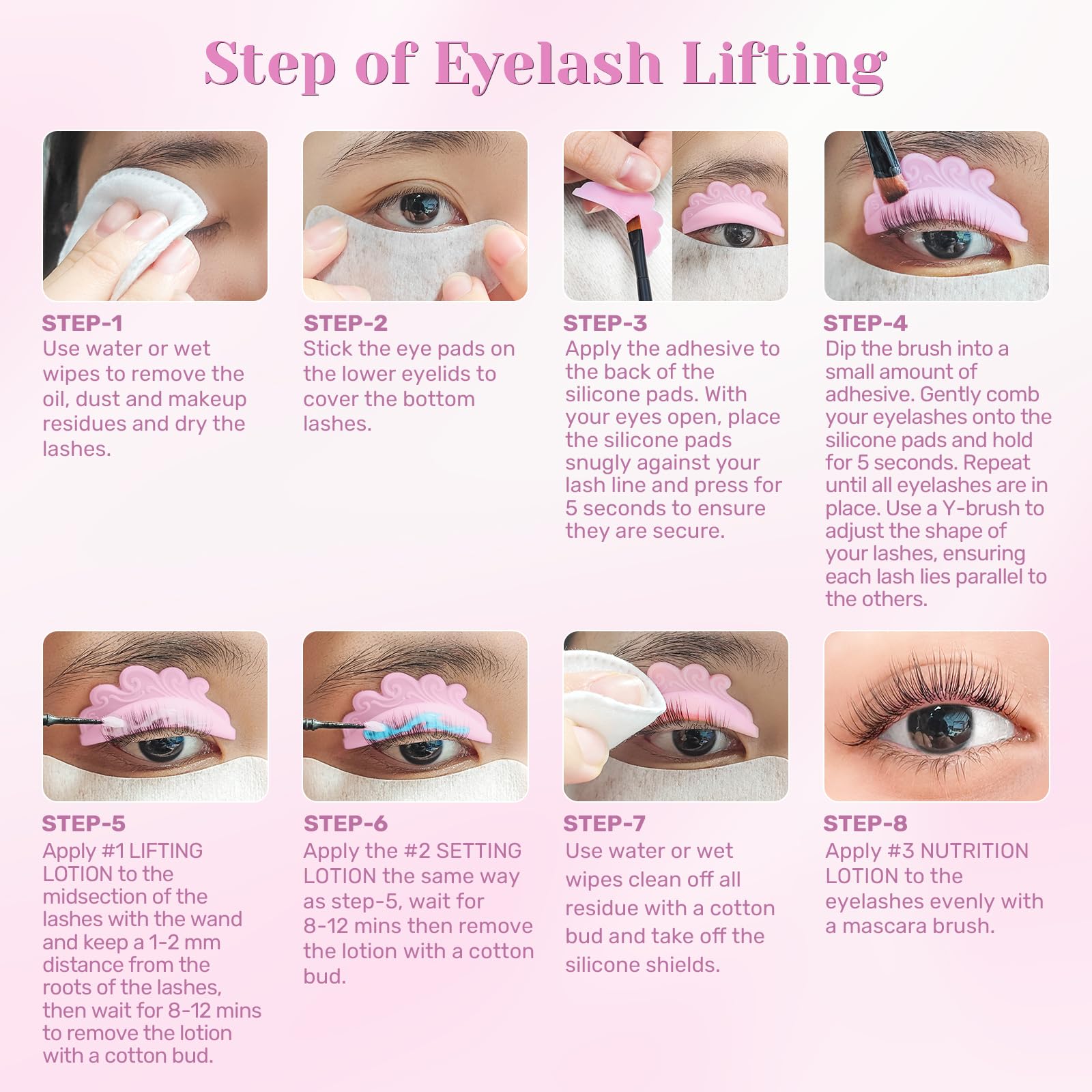 Libeauty Kit Laminazione Ciglia & Laminazione Sopracciglia – Lash Lift Kit Coreano con Open-Eye Pads, Rehaussement Ciglia Facile a Casa o in Salone, Strumenti Inclusi per DIY