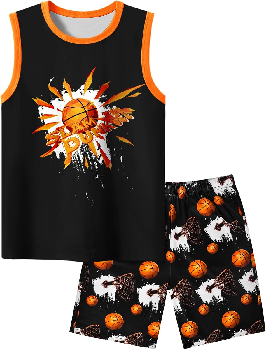 Boys Pajamas Big Boys Pjs Set 2-Piece ank Top & Shorts Sleepwear Cute Comfy Kid Clothes Size 8-16