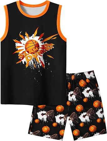Fiodrimy Boys Pajamas Big Boys Pjs Set 2-Piece ank Top & Shorts Sleepwear Cute Comfy Kid Clothes Size 8-16