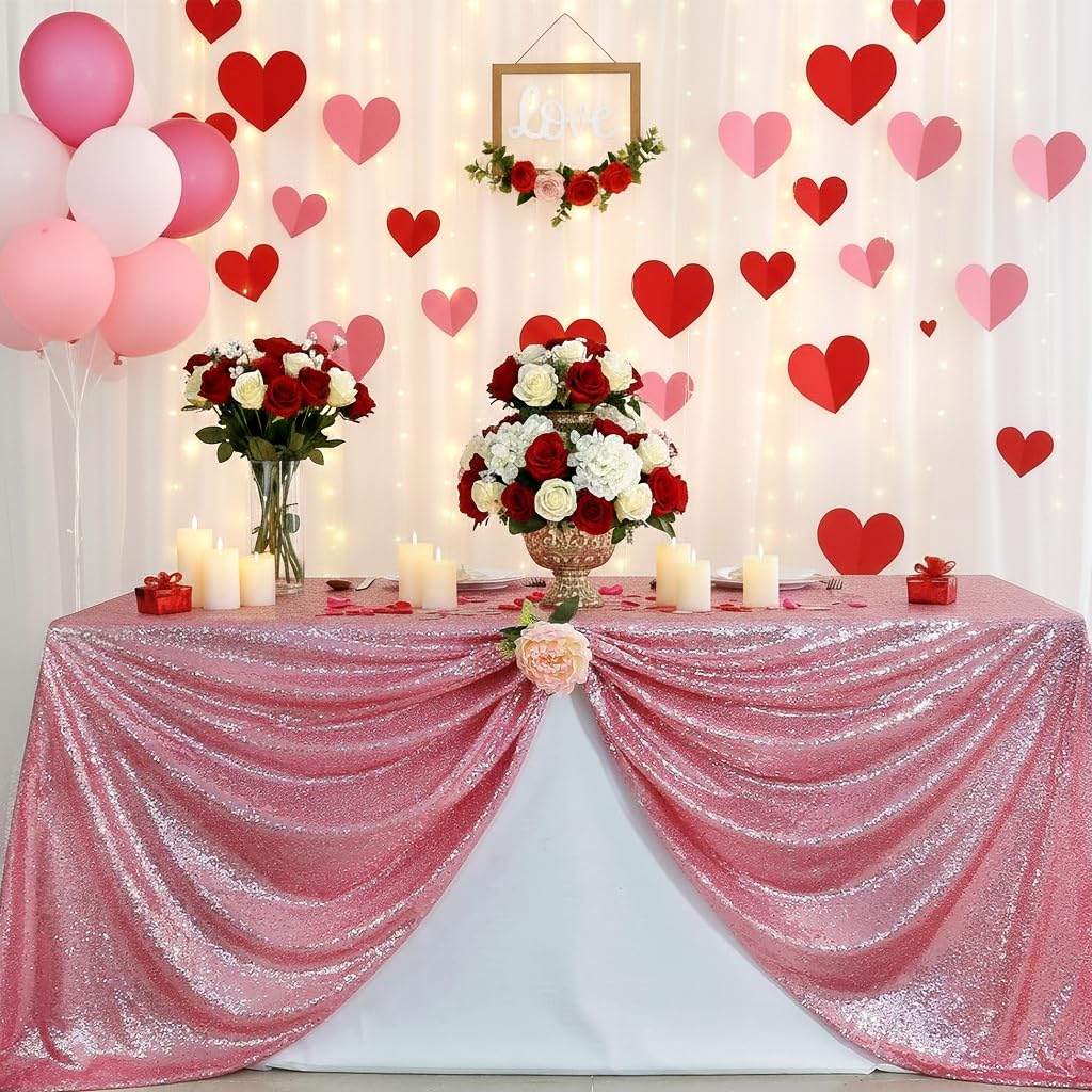 B-COOL Sequin Tablecloth 50x80inch Sparkly Table Cloth Table Cover Overlays for Party Decoration Christmas Wedding Dinner Linen