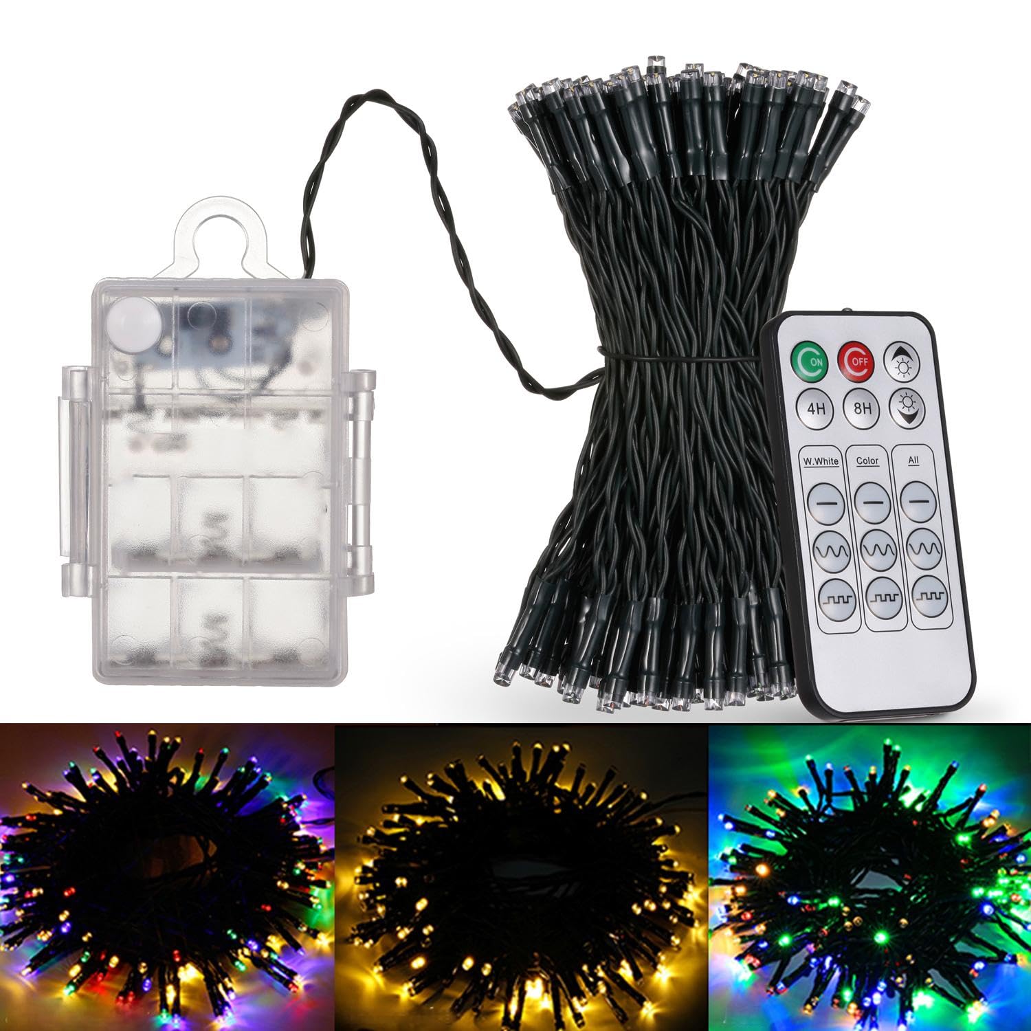 Porashine 15M 150 LEDs Lichterkette Warmweiß/RGB/Bunt Dimmbar mit Timer 9 Modi Batteriebetriebene Innen/Außen Lichterkette Wasserdicht für Weihnachten Zimmer Party Hochzeit Garten Halloween(1stk.)