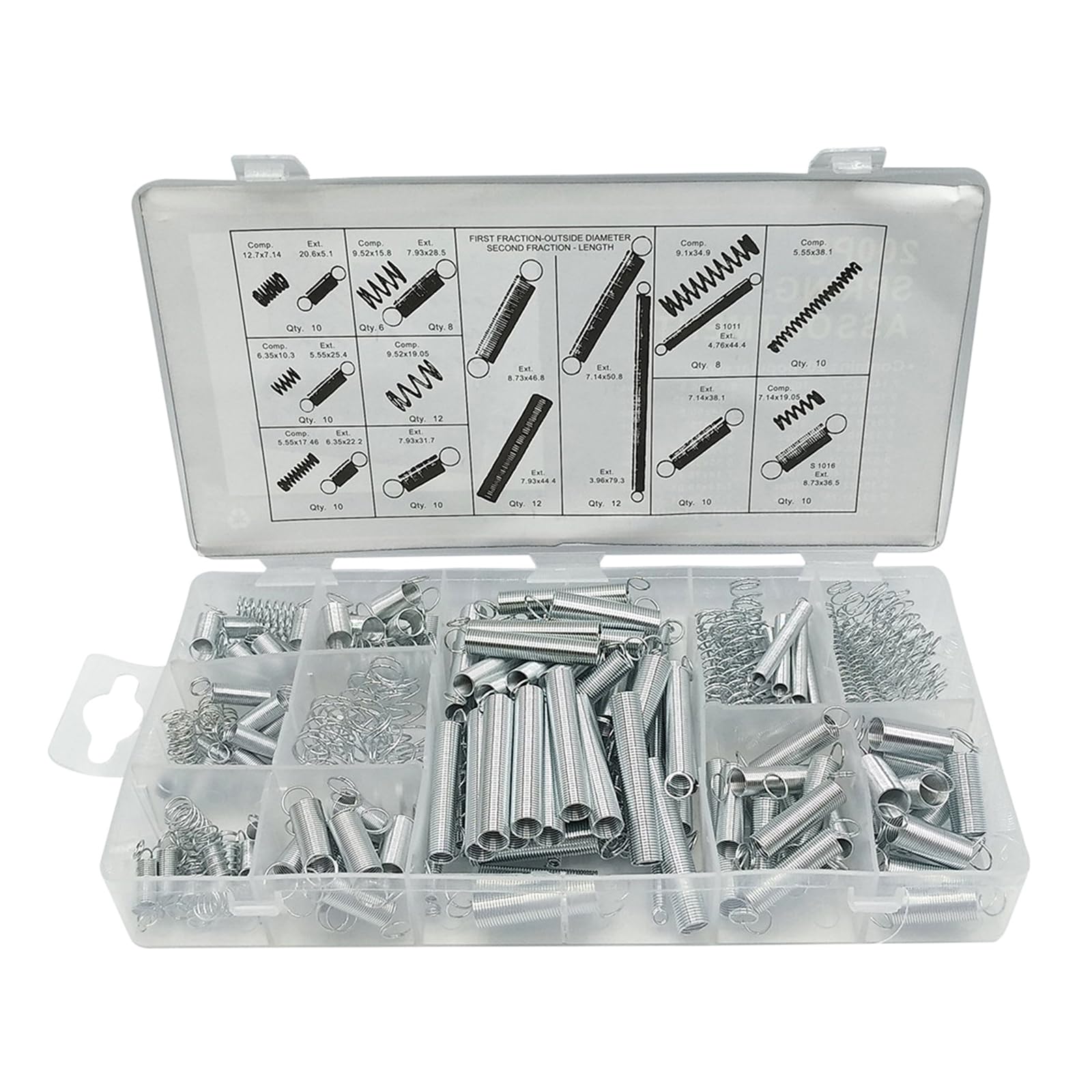 Spring Sets Spring Assortment Set, 200 Piece, Extension and Compression Spring,Mechanical Compression Spring, Assorted Size