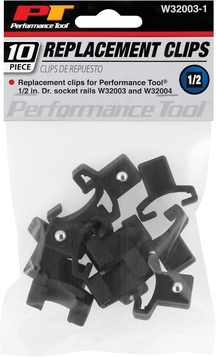 Performance Tool W32003-1 10pc 1/2-Inch Drive Replacement Clips - Durable and Easy-to-Use Tool Organizer for Garage and Workshop
