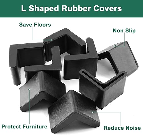 Miniatura 3 de Bivethoi 20 tapas de goma de 1-38 pulgadas  1.378 in, tapas de extremo de hierro angular, cubiertas de goma en forma de L, almohadillas de hierro