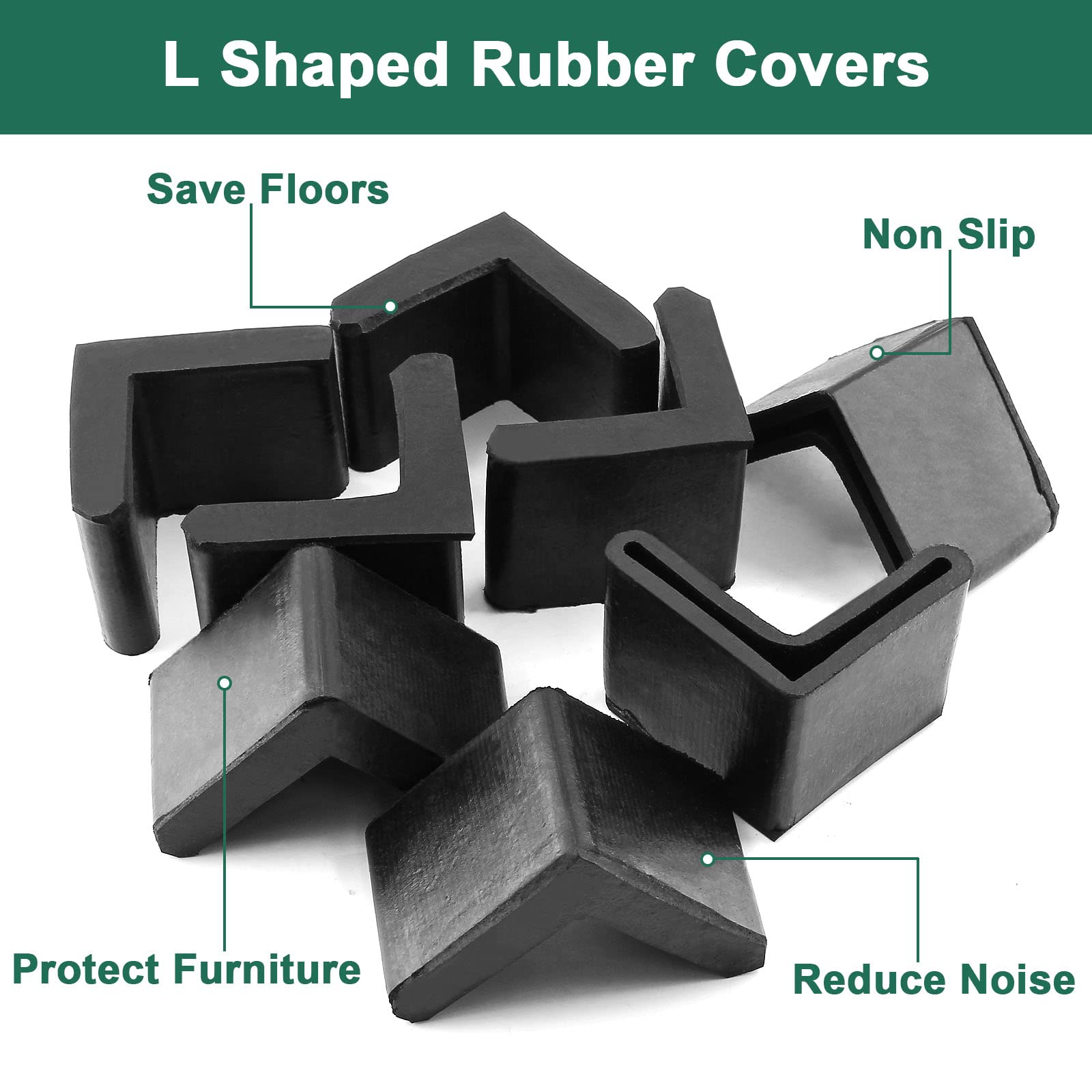 Bivethoi Rubber Caps Angle Iron End Caps, 1-3/8 Inch / 35mm, Black