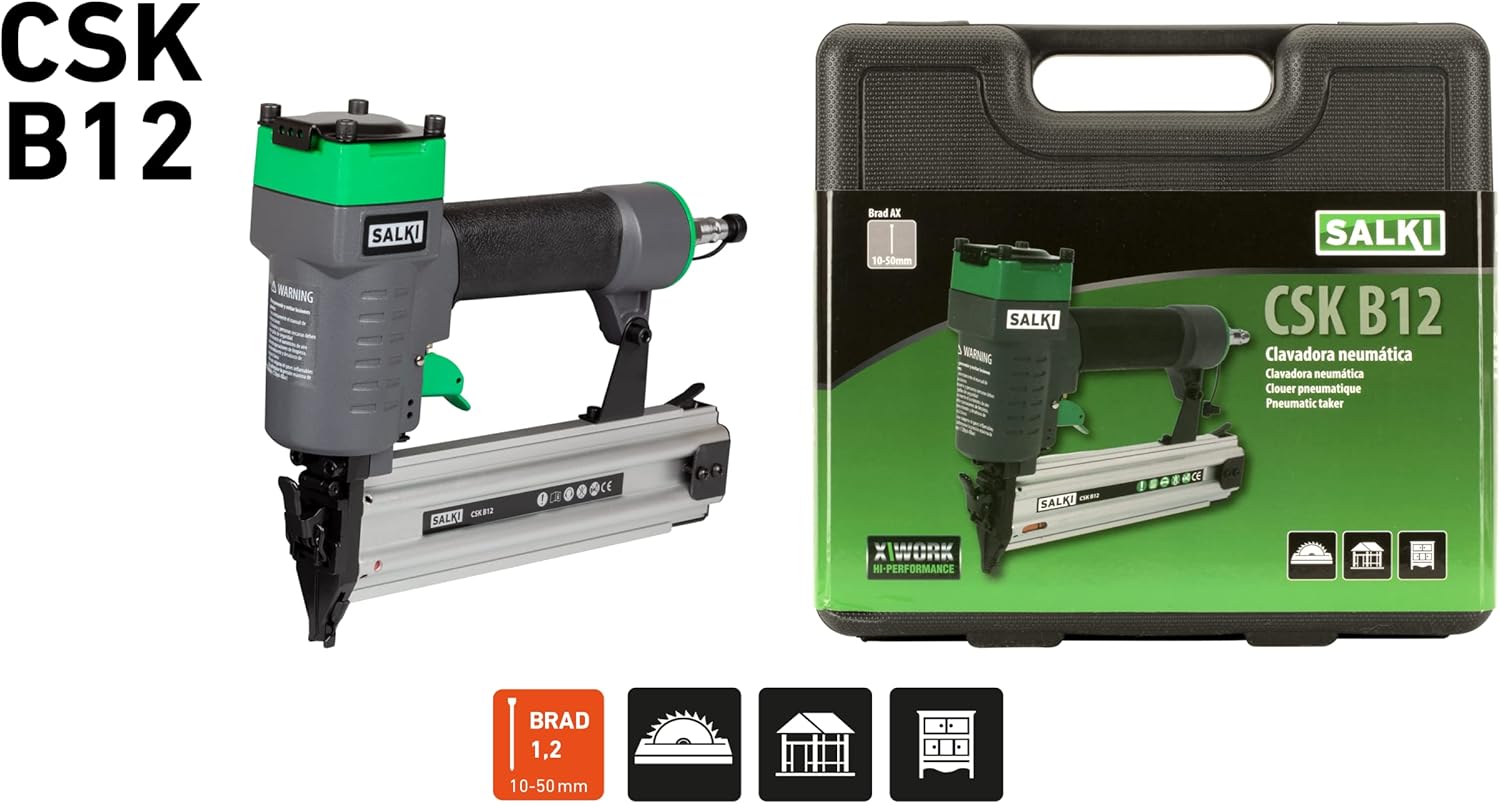 Pack Nailer CSK B12 + Brad AX 25 mm, 30 mm and 40 mm - Compressed Air Nailer - Nail Machine for Wood and Carpentry