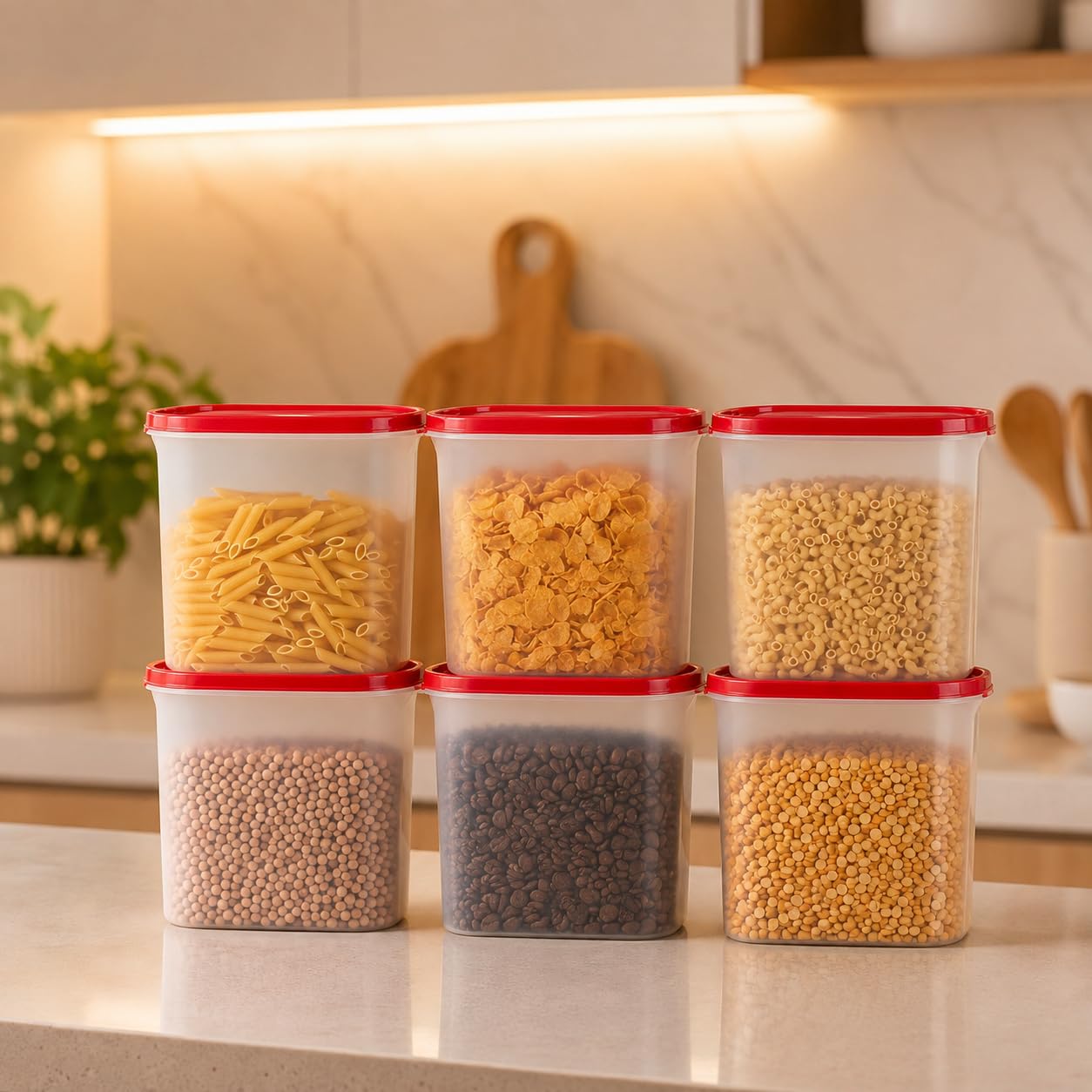 Cutting EDGE 1800ML Modular Storage Container Red Plain Lid (Set of 6) 1