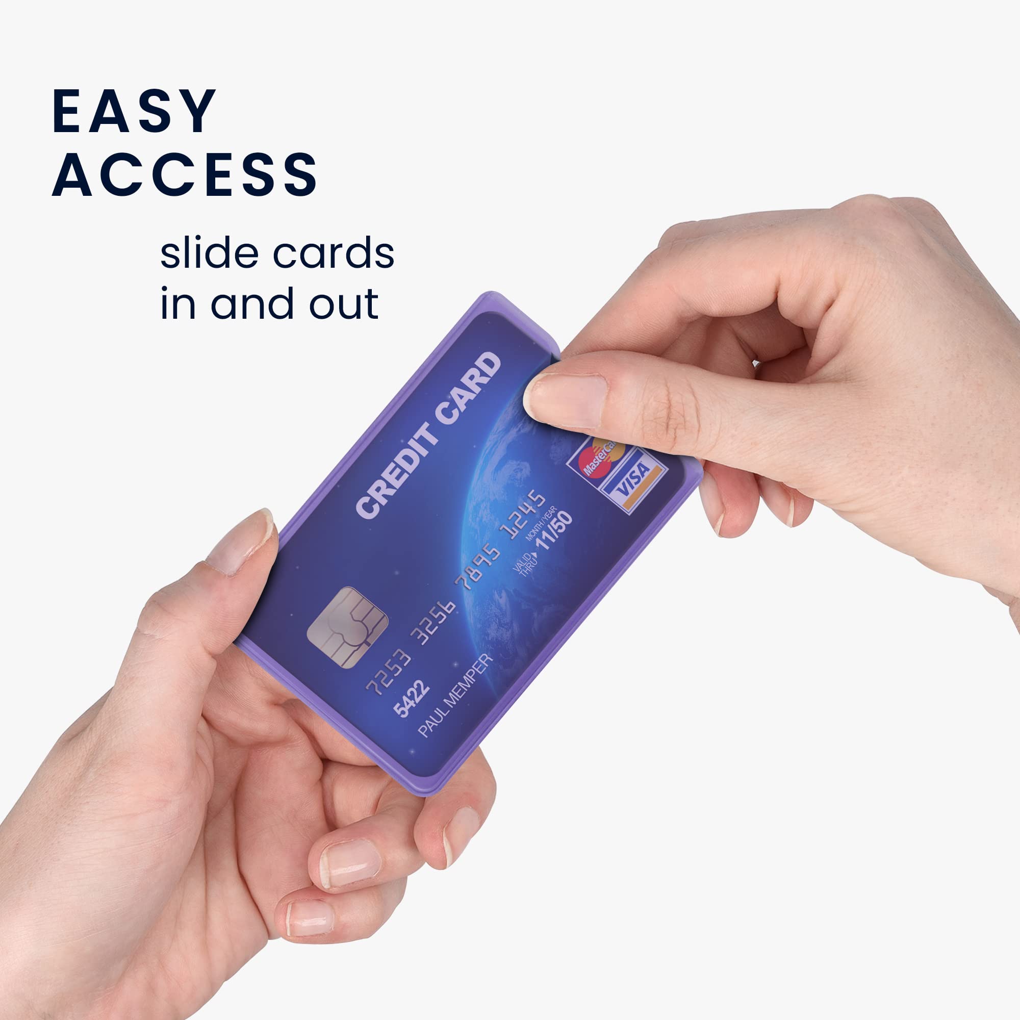 kwmobile Set 10 Custodie Protettive per Tessere - Portacarte Portatessere - Carta di Credito Tessera Sanitaria Patente Bancomat - Lavanda Trasparente