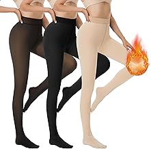 AKKQHH Thermo Strumpfhose Damen 3er Pack Gefütterte Thermostrumpfhose Fleece Warm Leggings Plüschstrümpfe Gefälschte Durchscheinend Pantyhose Winter