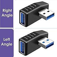 Vista 4 de EasyULT USB 3.0 Adapters[2-Pieces],90 Degree Right Angle Male to Female Adapter USB 3.0 (Including Left Angle and Right Angle Adapter)