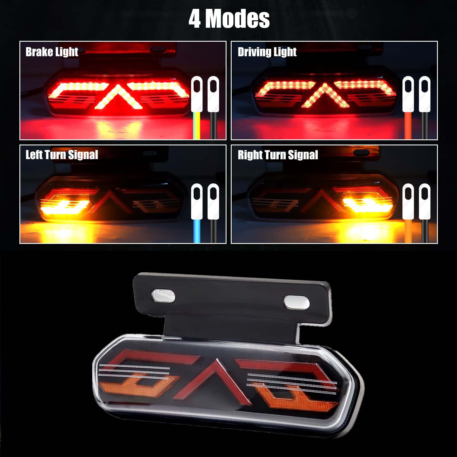 Fanale Posteriore Moto 12V Multifunzionale Impermeabile LED Luce Stop Luci di Guida Lampeggianti per Moto.
