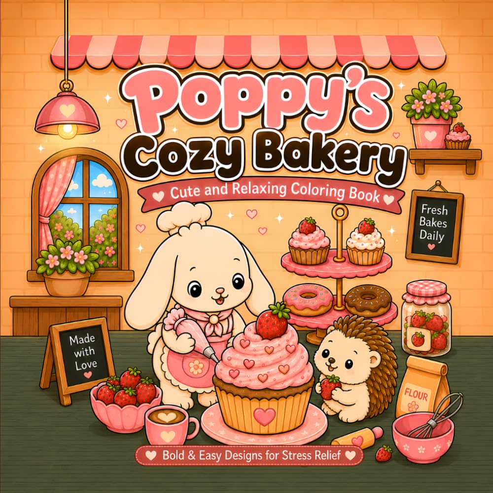 Poppy’s Cozy Bakery: Cute and Relaxing Coloring Book (Poppy’s Cozy Collection)