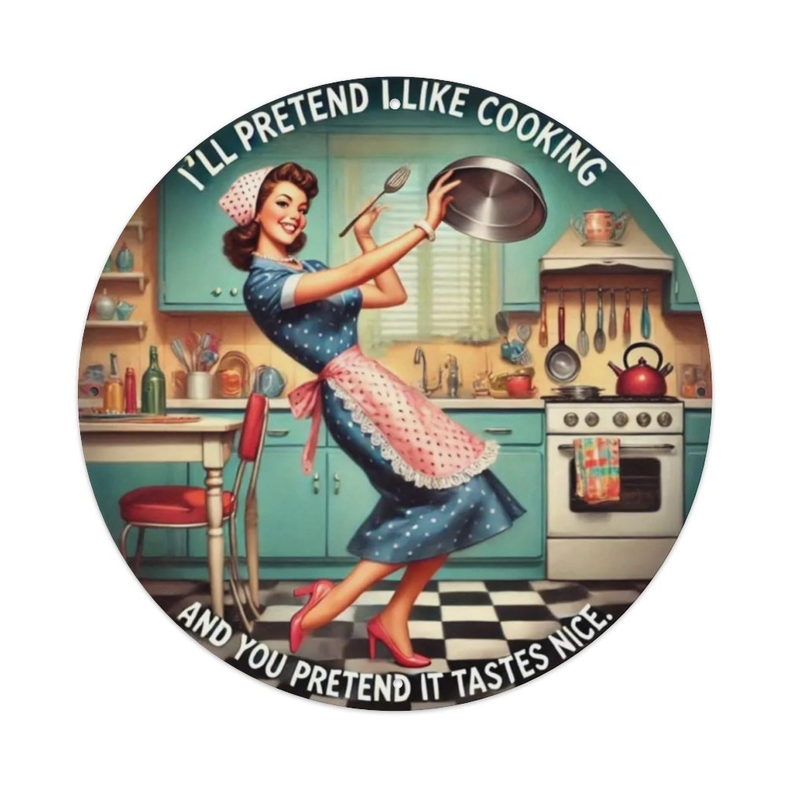 Igtefte Vintage I'll Pretend I Like Cooking Tin Sign Style Home Bar Garden Wall Plaque Decor Metal Poster 8X8 Inch
