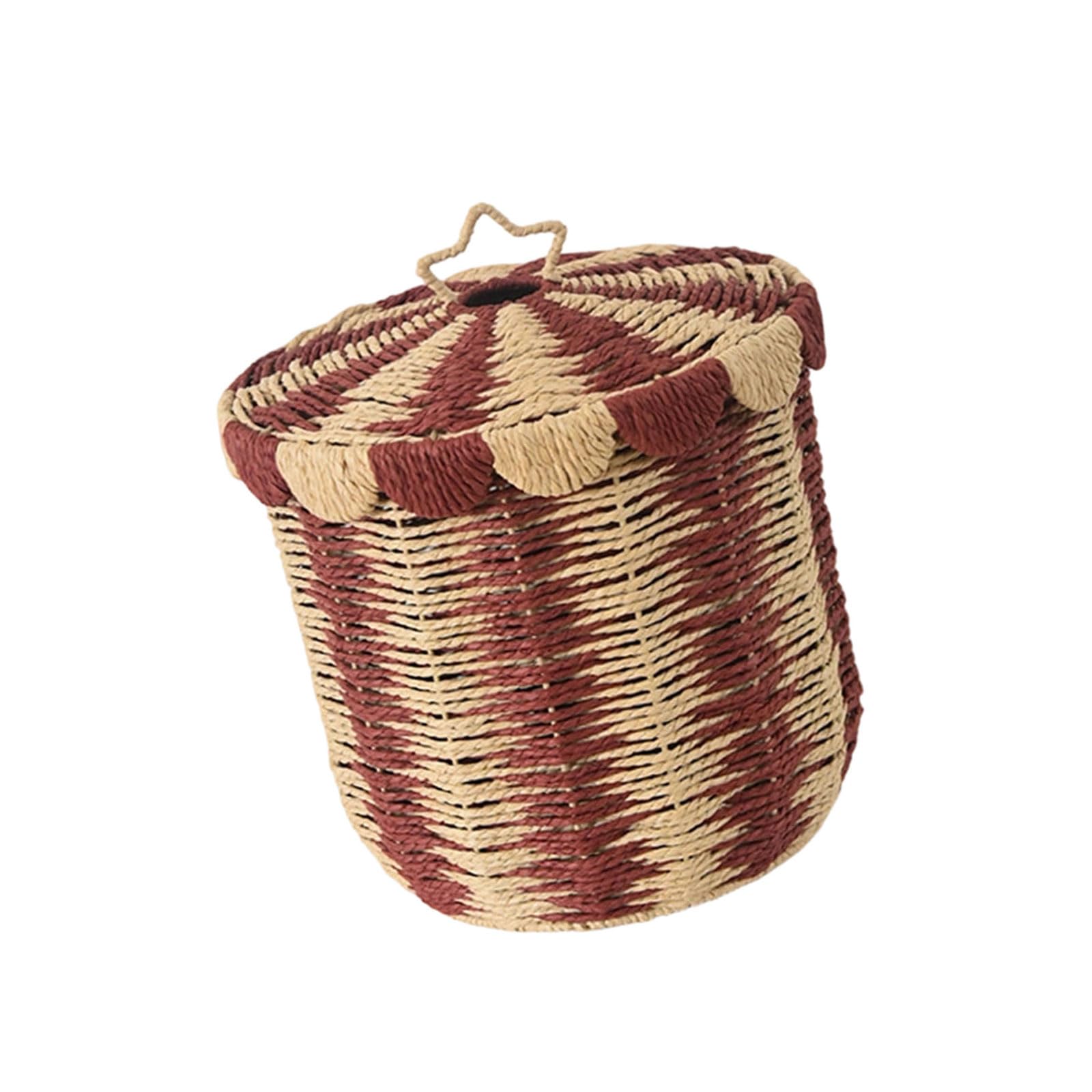 Spacious Rattan Weave Clothes Container Easy to Carry and Clean Ventilated Dirty Clothes Bin for Daily Use Handwoven Laundry Basket with Lid