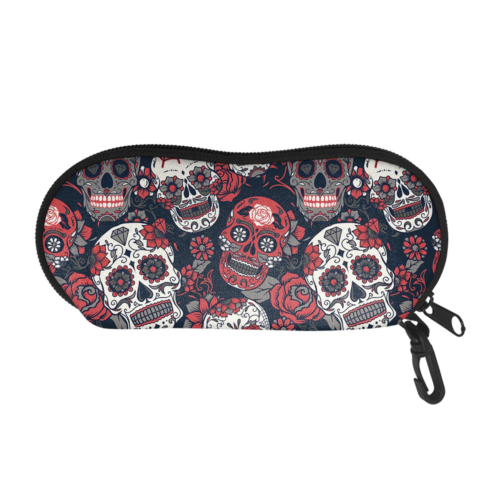 SEANATIVE Eyeglasses Case Soft Sunglasses Pouch for Women Floral Sugar Skull Design Ultra Light Sunglasses Sleeve Pouch Crush-Proof