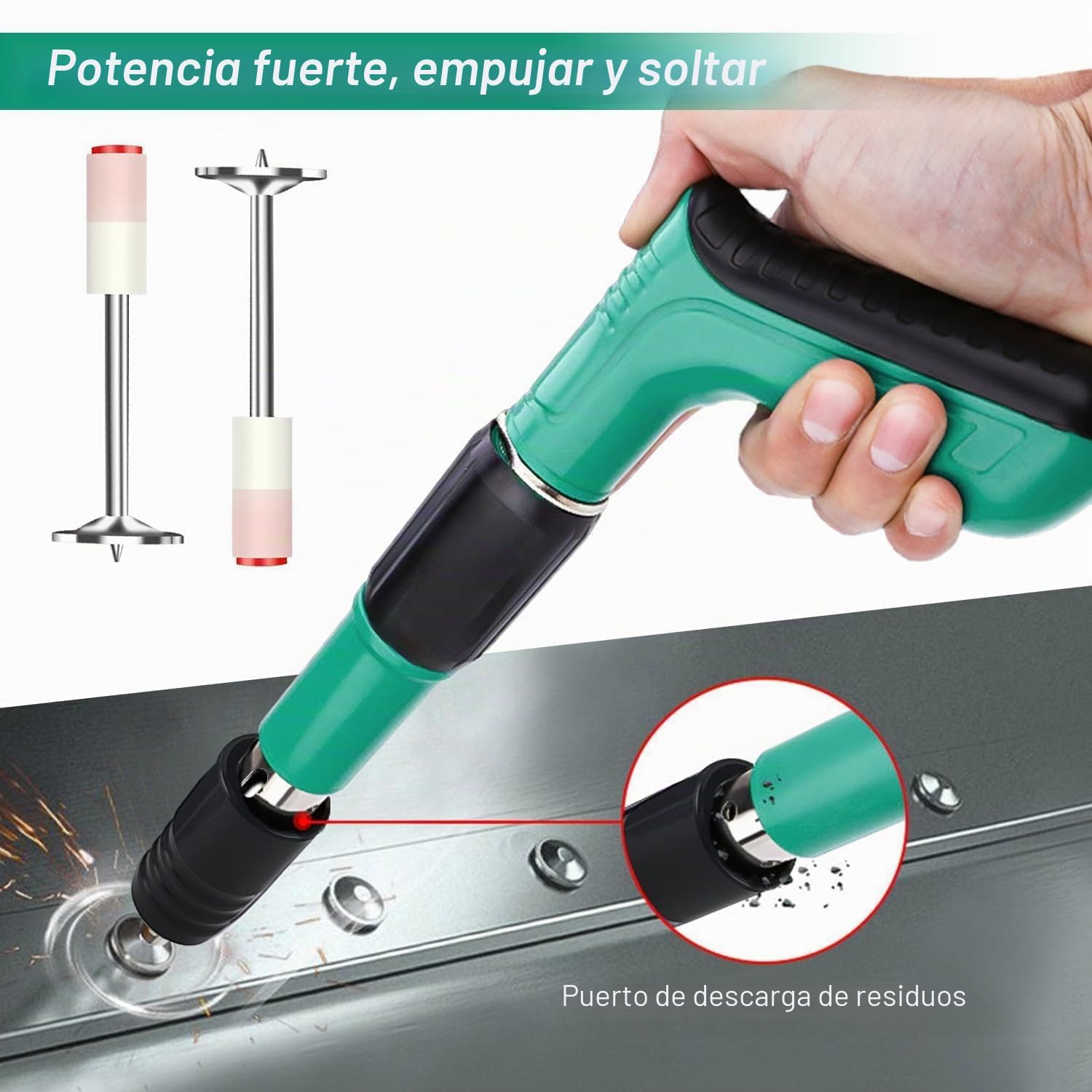 Pistola de Clavos para Hormigon Neumatica, Clavadora Hormigon, Nail Gun, Pistola de Impacto Clavos con 100 Clavos Redondos - para Acero y Concreto - Fácil de Usar