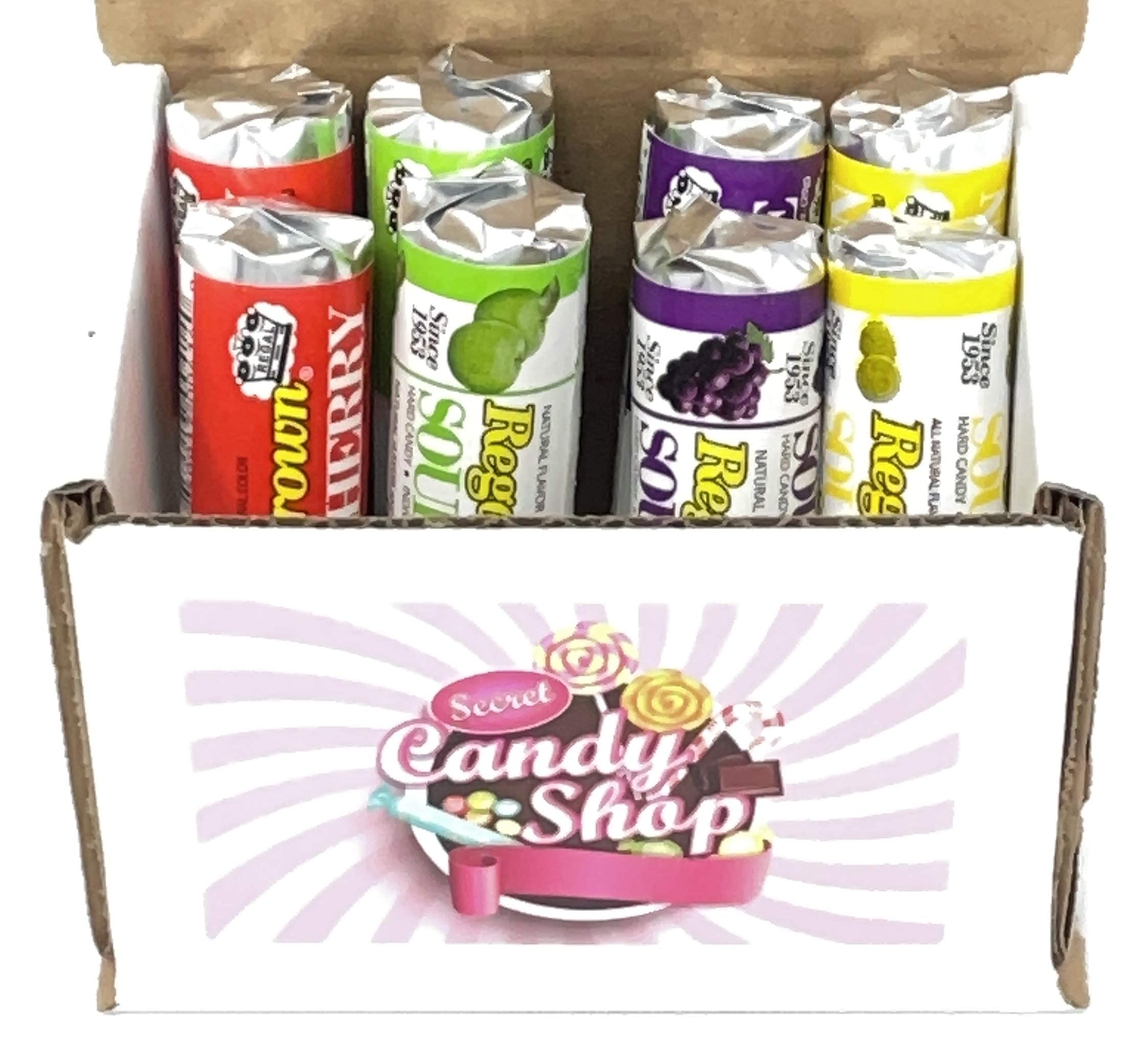 SECRET CANDY SHOPRegal Crown Sour Candy Rolls Variety Pack of 4 Flavors (Sour Lemon, Sour Cherry, Sour Apple, Sour Grape) (2 of each, Total of 8)