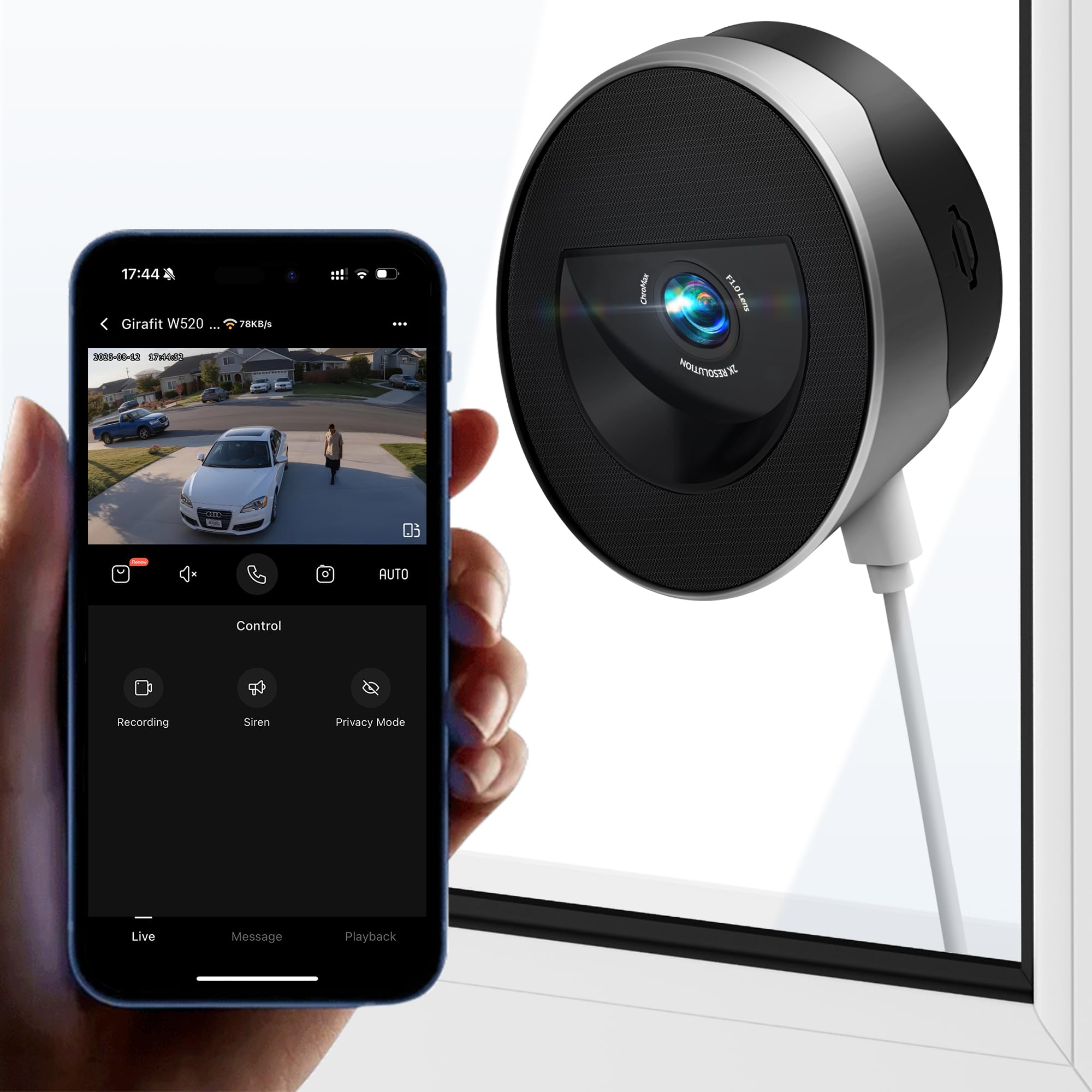 Photo 1 of ***cord missing**Girafit 2K 3MP Window Camera with 20°Tilt Angle Camera for Second Floor,2.4GHz/5GHz WiFi Cameras for Home Security,ChroMax AI Color Night Vision,Security Camera for Outdoor Monitor,Motion Detection***cord missing**