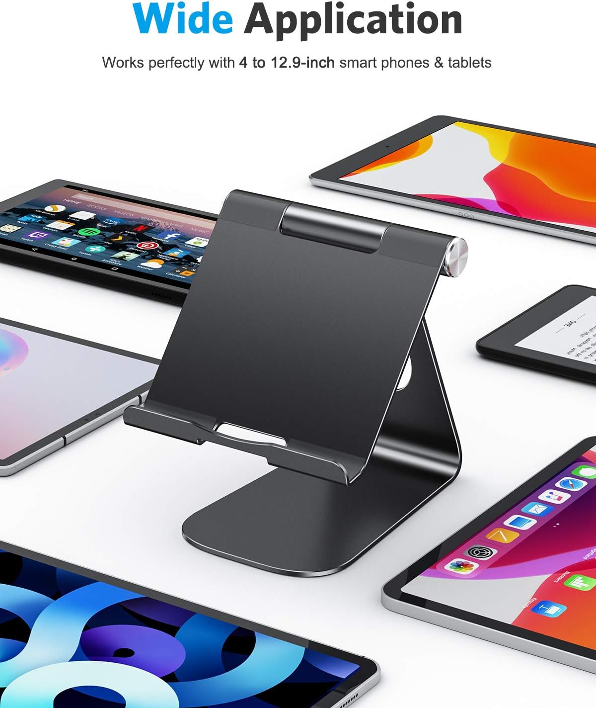 Tablet Stand Holder Adjustable, OMOTON T1 iPad Stand, Desktop Aluminum Tablet Dock Cradle Compatible with iPad Air 4/Mini, New iPad 10.2/9.7, iPad Pro 11/12.9, Samsung, Nintendo and More, Black : Electronics