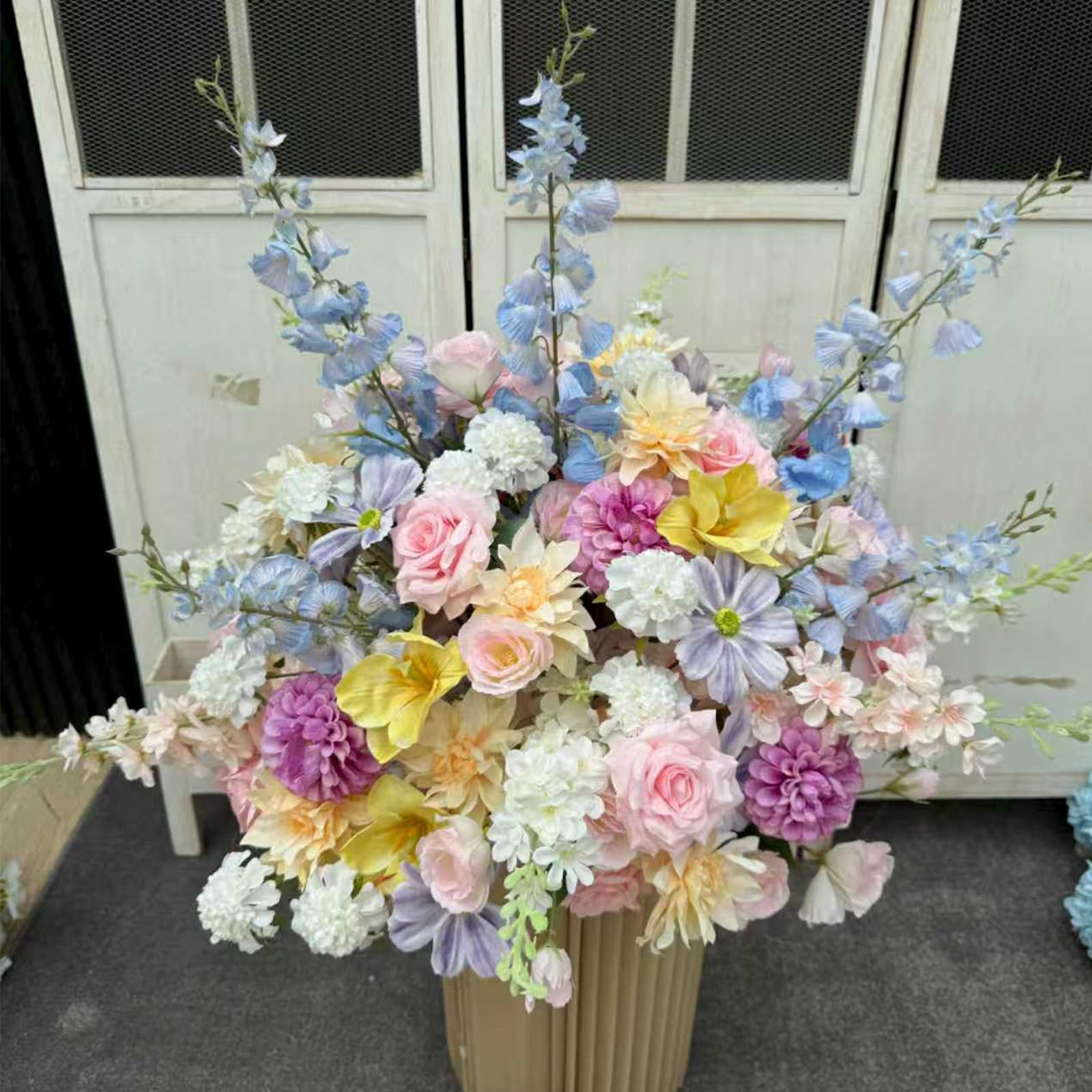 Artificial Flower Arrangement, Pastel Wedding Centerpiece for Home Decor (70cm)