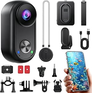 OBEST 4K Action Camera, Mini Sports Camera with 30M Waterproof, Magnetic Pocket Body Cam with 145° Angle and Charging Case, Anti-Shake Function, APP Control for Motorcycle Helmet Cam