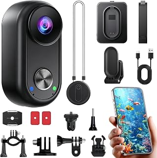 Mini 4K 30FPS WiFi 20MP Action Cam,Motorcycle Helmet Camera with EIS Stabilization,30m Waterproof,1/4 Screw Interface,Spor...