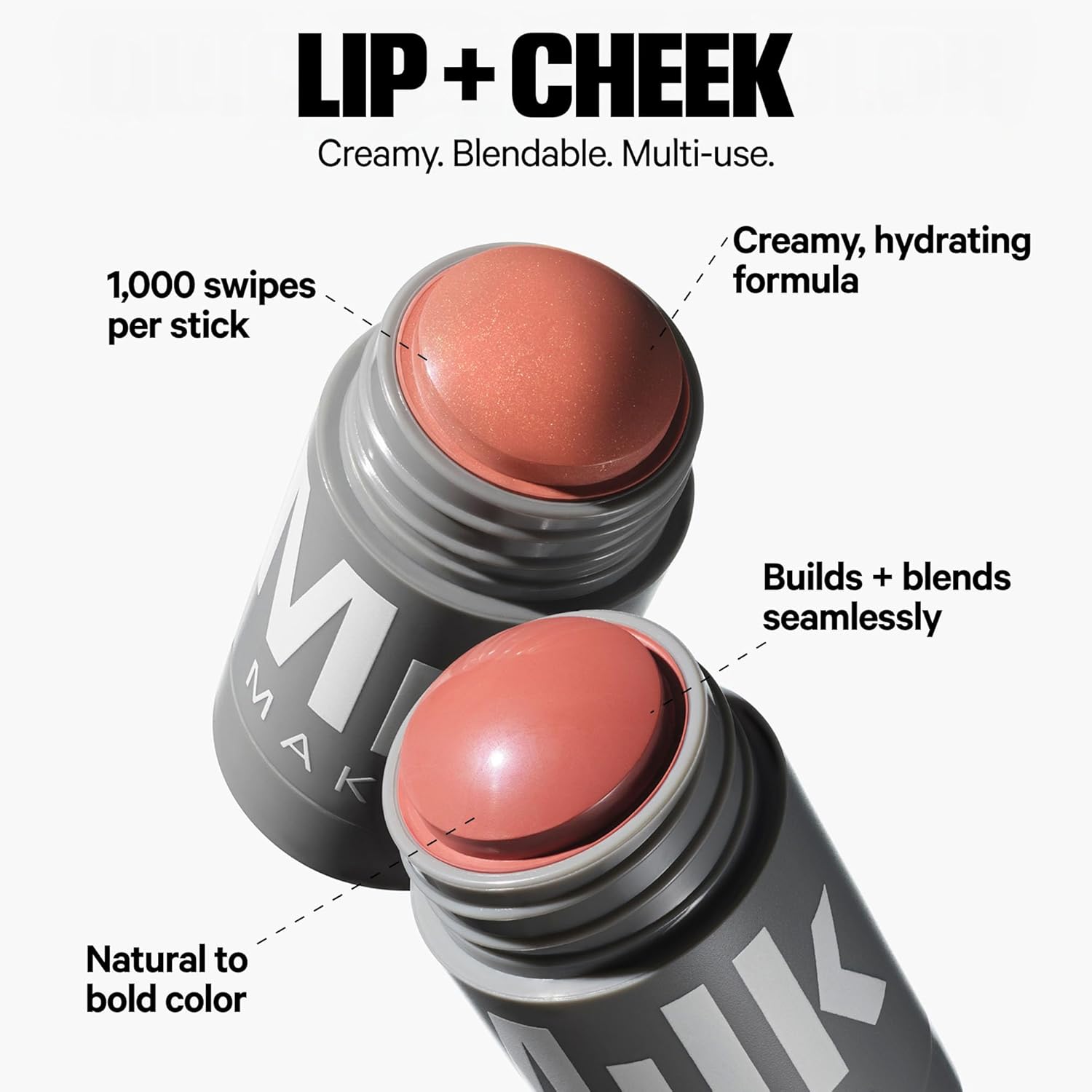 Milk Makeup Bronzer, Blush + Highlighter Set – Bronzer in Baked .19oz, Multi-Use Cream Blush + Lip Color in Werk (Dusty Rose) .21oz and Highlighter Stick in Lit (Champagne) .21oz – Hydrating Formulas