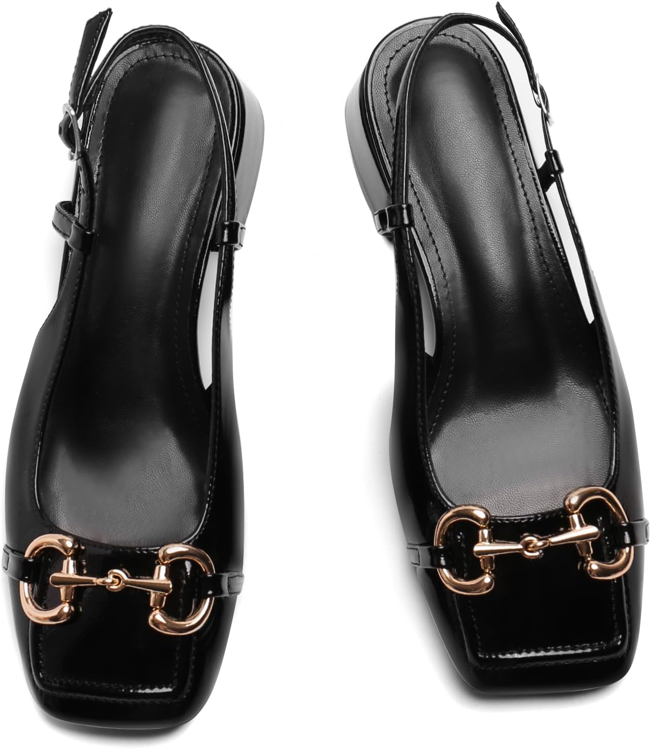 Slingback Mary Jane Heels for Women Low Block Heel Closed Square Toe Pump Shoes Heels Classic Daily Office Dressy Shoes