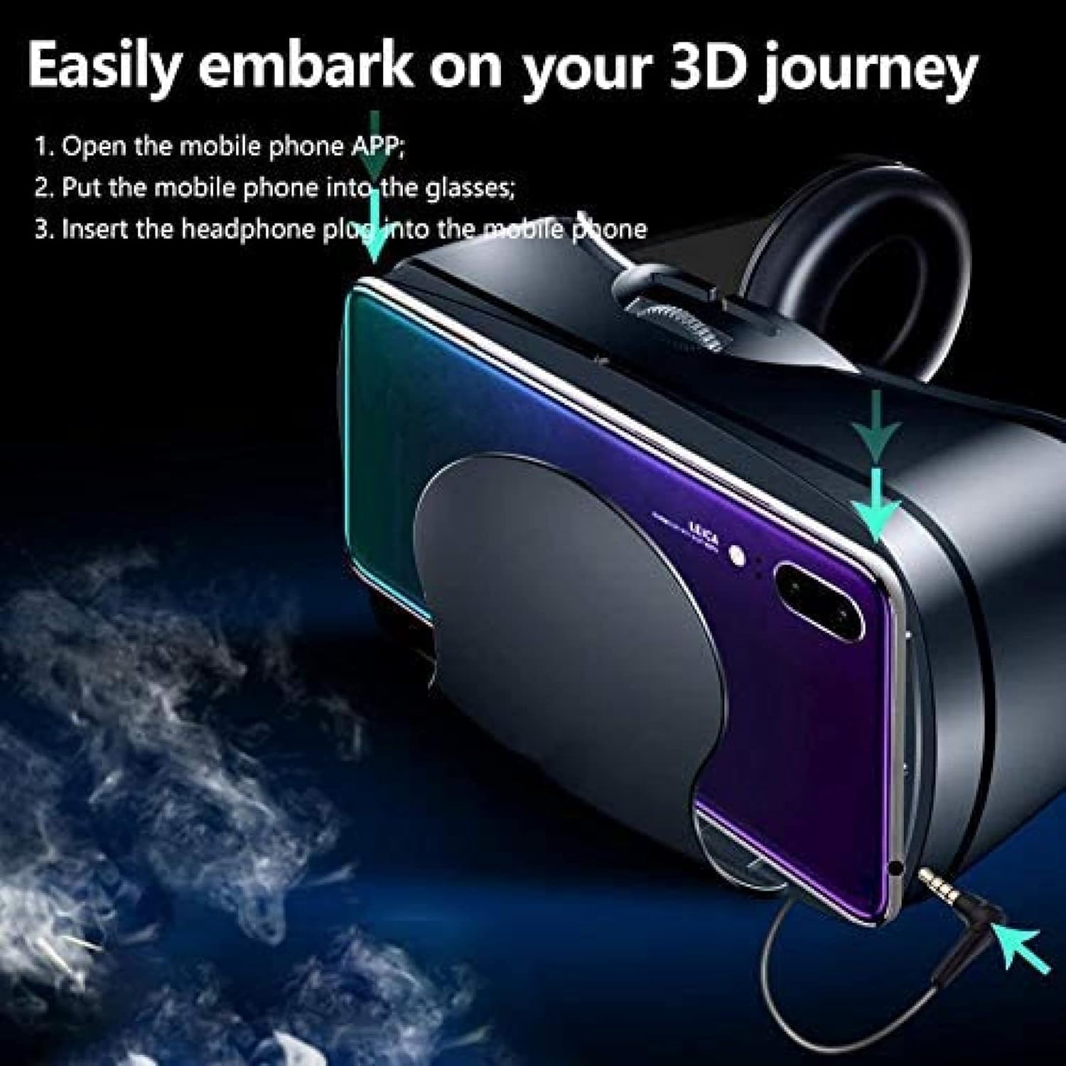 Gafas De Realidad Virtual con Visor, Gafas 3D De Realidad Virtual, Suaves Y Cómodas para Películas Y Juegos En 3D, Compatibles con Smartphones.