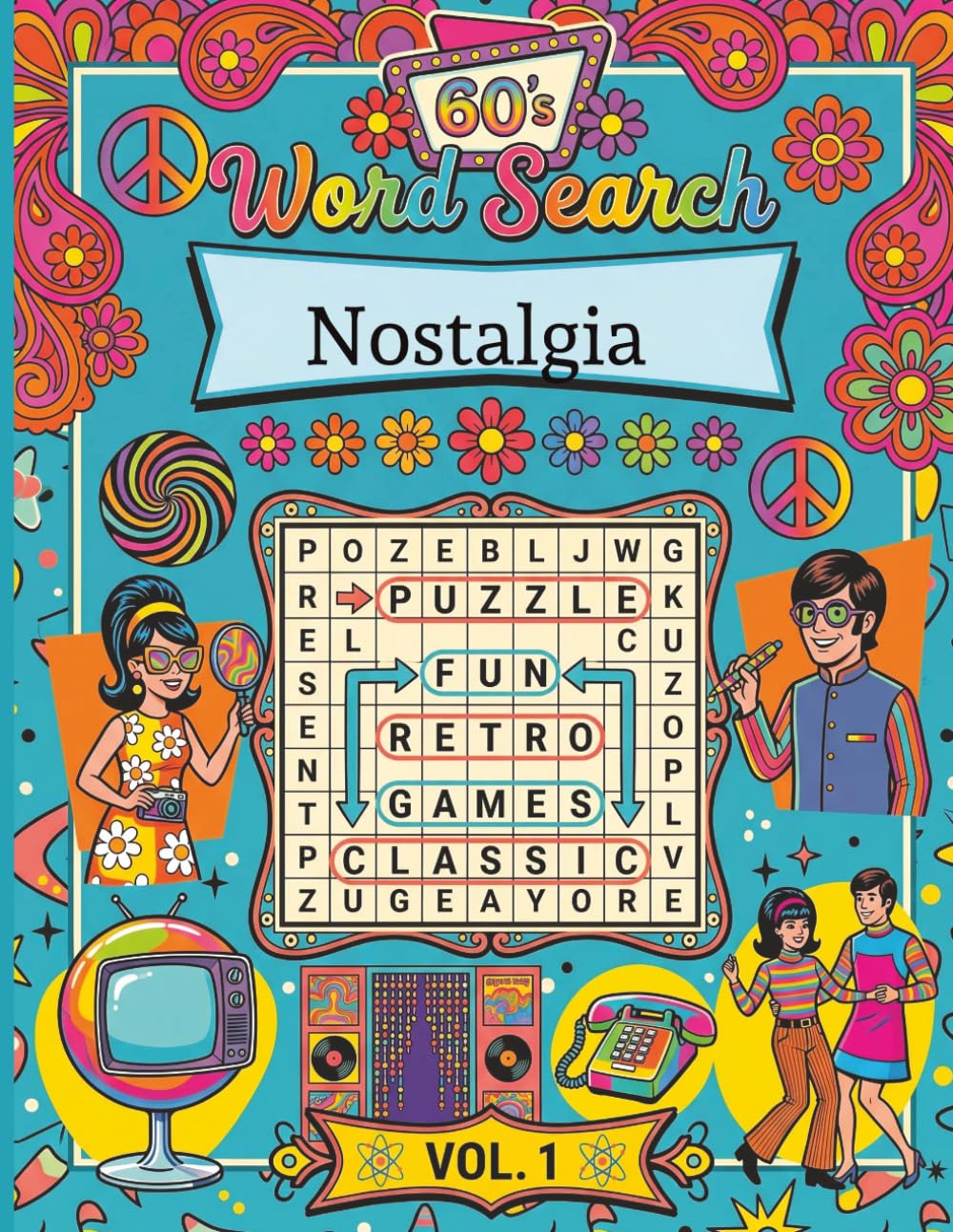 Nostalgia Puzzle Book - 60's Word Search - Vol. 1: Large Print