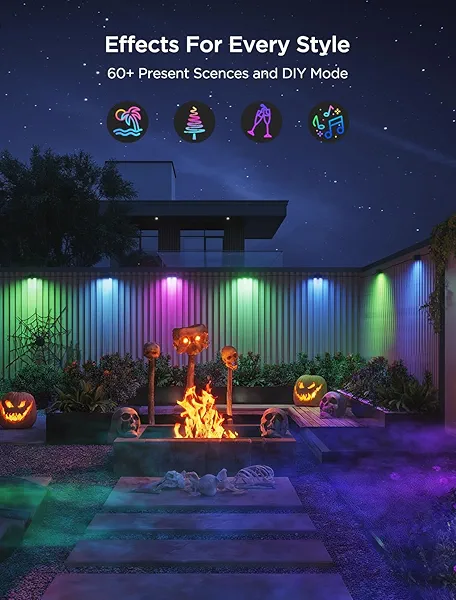 Govee Outdoor Deck Lights, Smart WiFi Outdoor Lights Work with Alexa, Google, Matter, App Control, IP65 Waterproof, Color Changing Fence Lights for Fence, Patio Decoration, Wired 18 Packs (112ft)