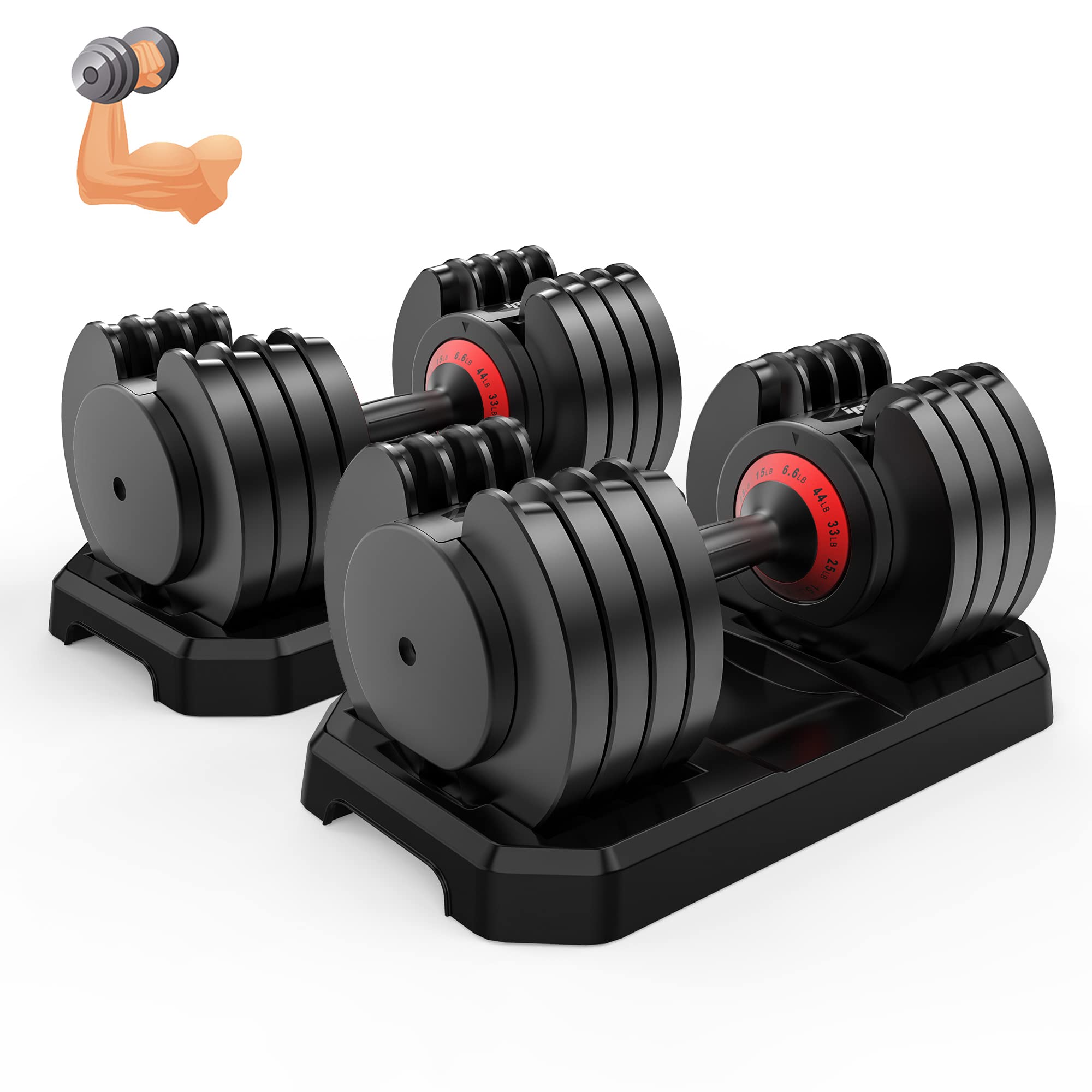 Photo 1 of **sold for parts or repair**weight falls off the bar**
IPOW Adjustable Dumbbell 44 LB Single Black Dumbbell Set