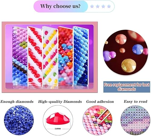 Miniatura 5 de Puraikcmi Kits de pintura de diamantes 5D para bricolaje, ciervos, 16 x 20 pulgadas, taladro completo, diamantes redondos, bordados de diamantes de