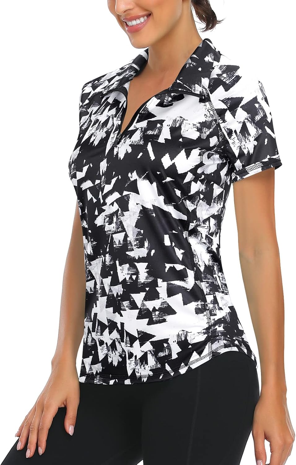 LURANEE Women’s Short Sleeve Moisture Wicking Athletic Shirts Quarter Zip Pullover