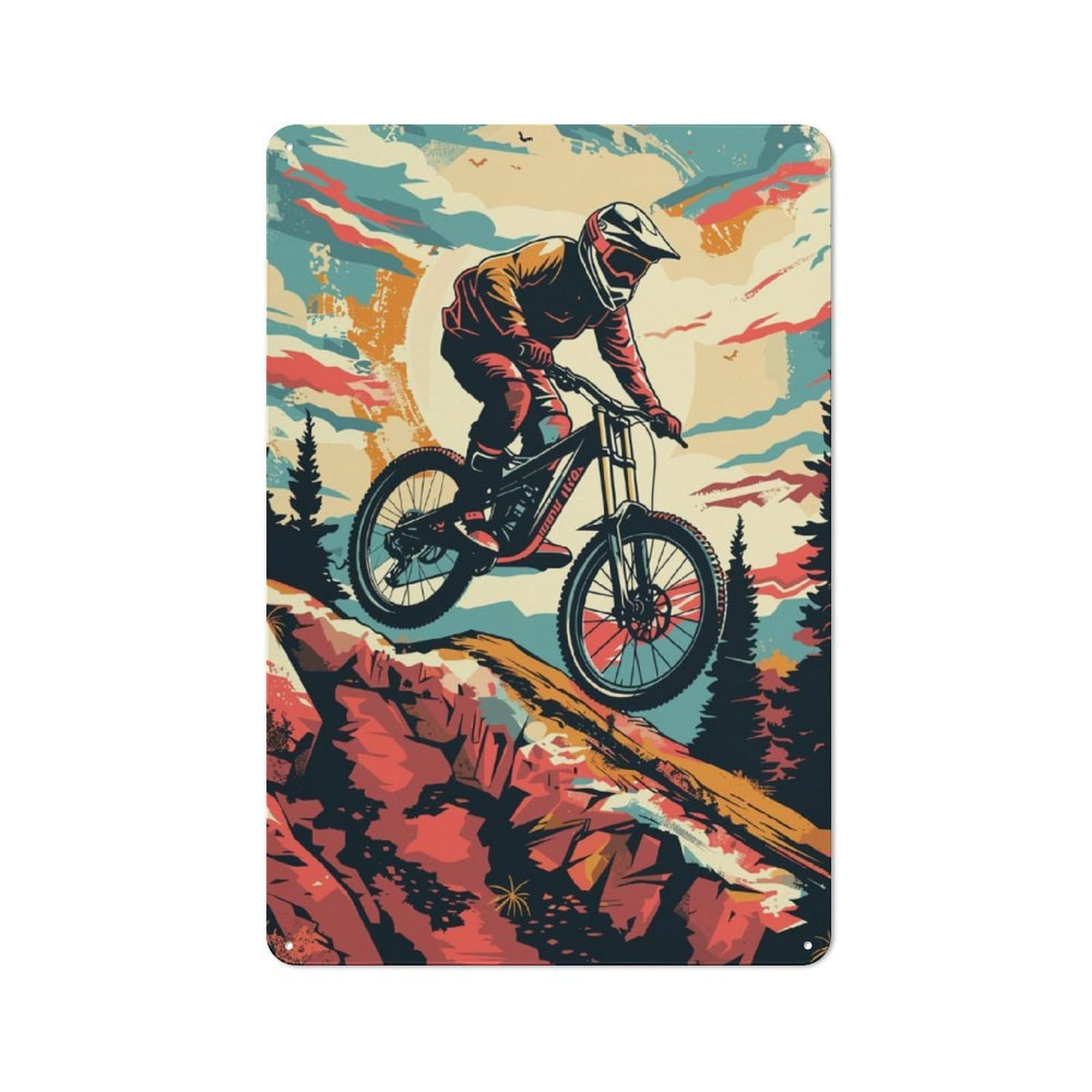 Junmoney Mountainbike Trail Biking Rustic Metal Sign 30X20cm For Lounge Or Reading Corner, For Reading Corner Decorators
