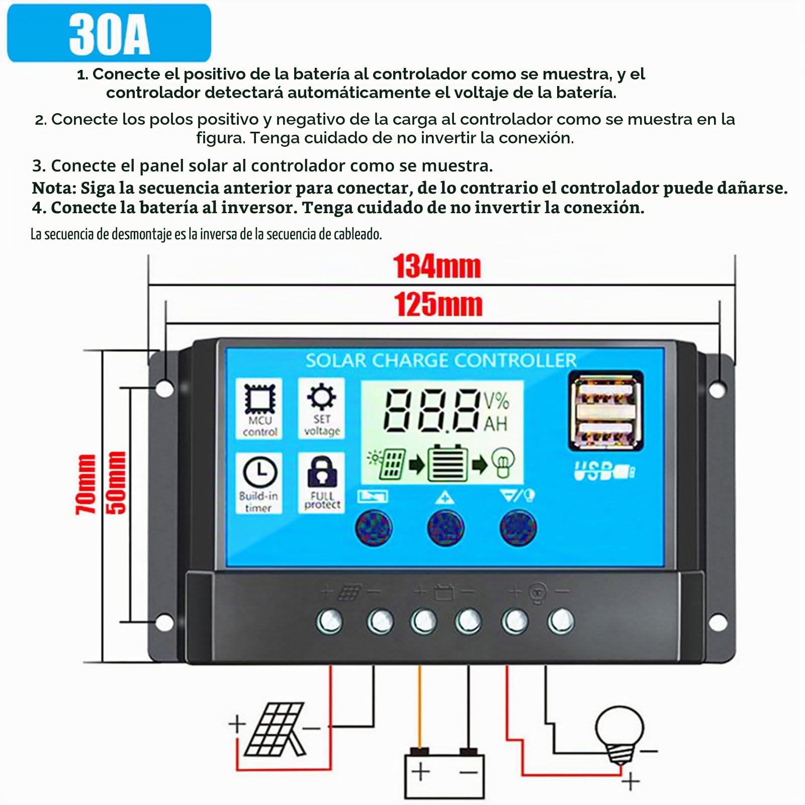 Kit de generador de energía - Kit completo de panel solar, inversor portátil de 4000 W con dos puertos USB | Pantalla LED y controlador solar de 30 A | Fuente de alimentación de carga rápida para camp