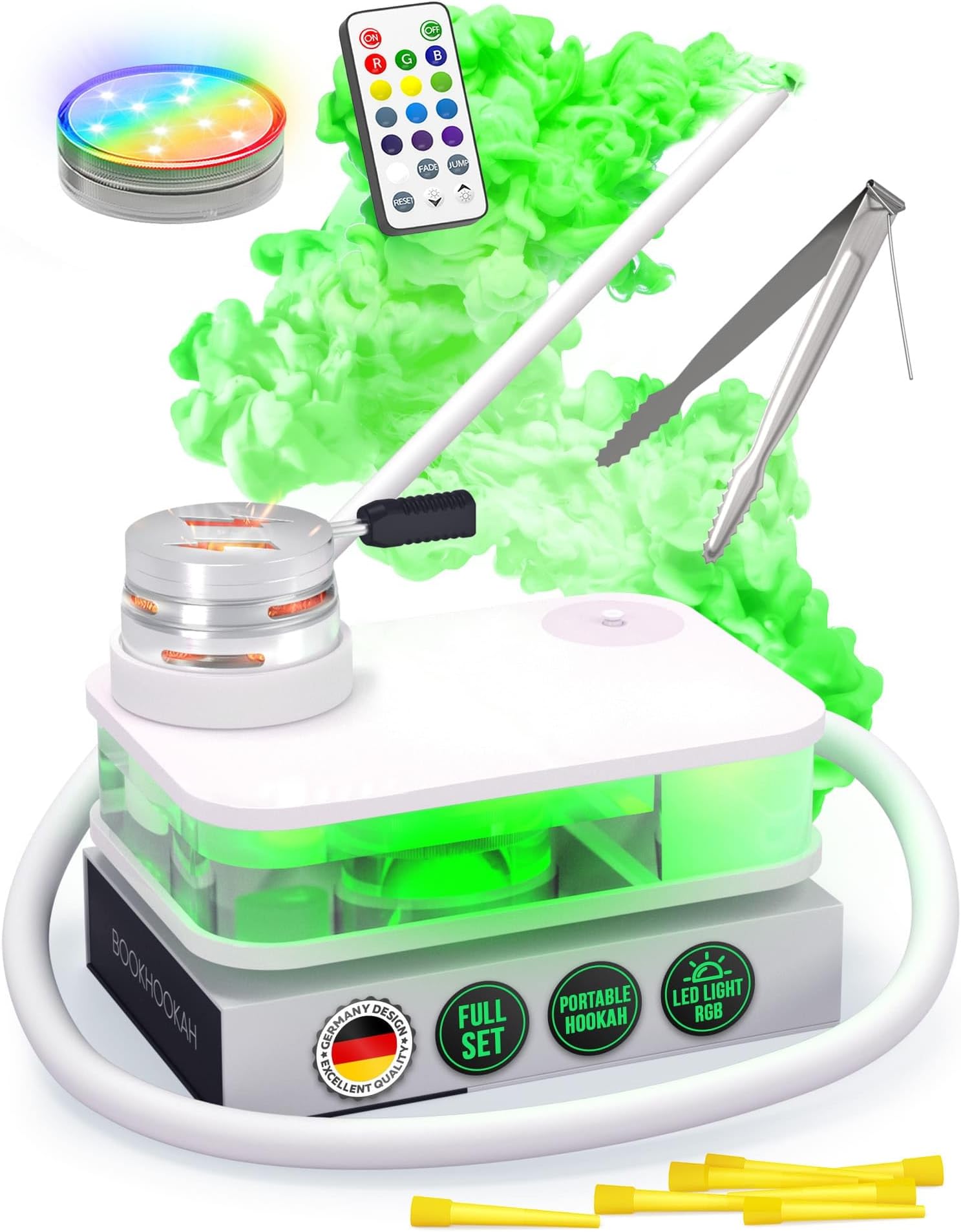 Hookah Shisha Set - Premium Portable Shisha Pipe For Travel Flat Mini Hookah Box With Charcoal Holder & Coal Cover