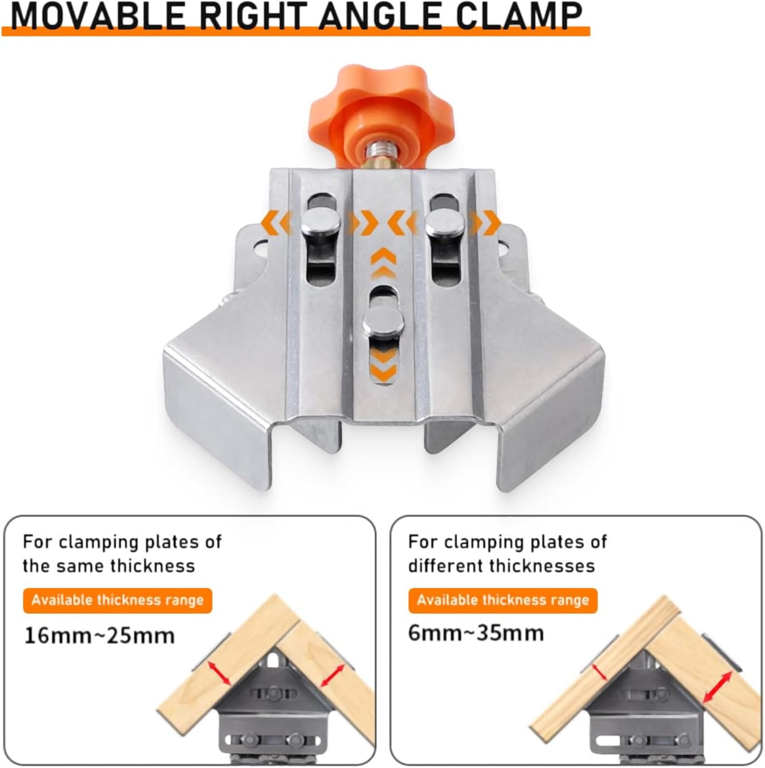 Stainless Steel Right Angle Clamp Set, 2024 New Upgraded T-shaped Right Angle Clamping, 90 Degree Corner Clamps with Adjustable Swing Jaw for Woodworking, Photo Framing (Closed*4 PCs)