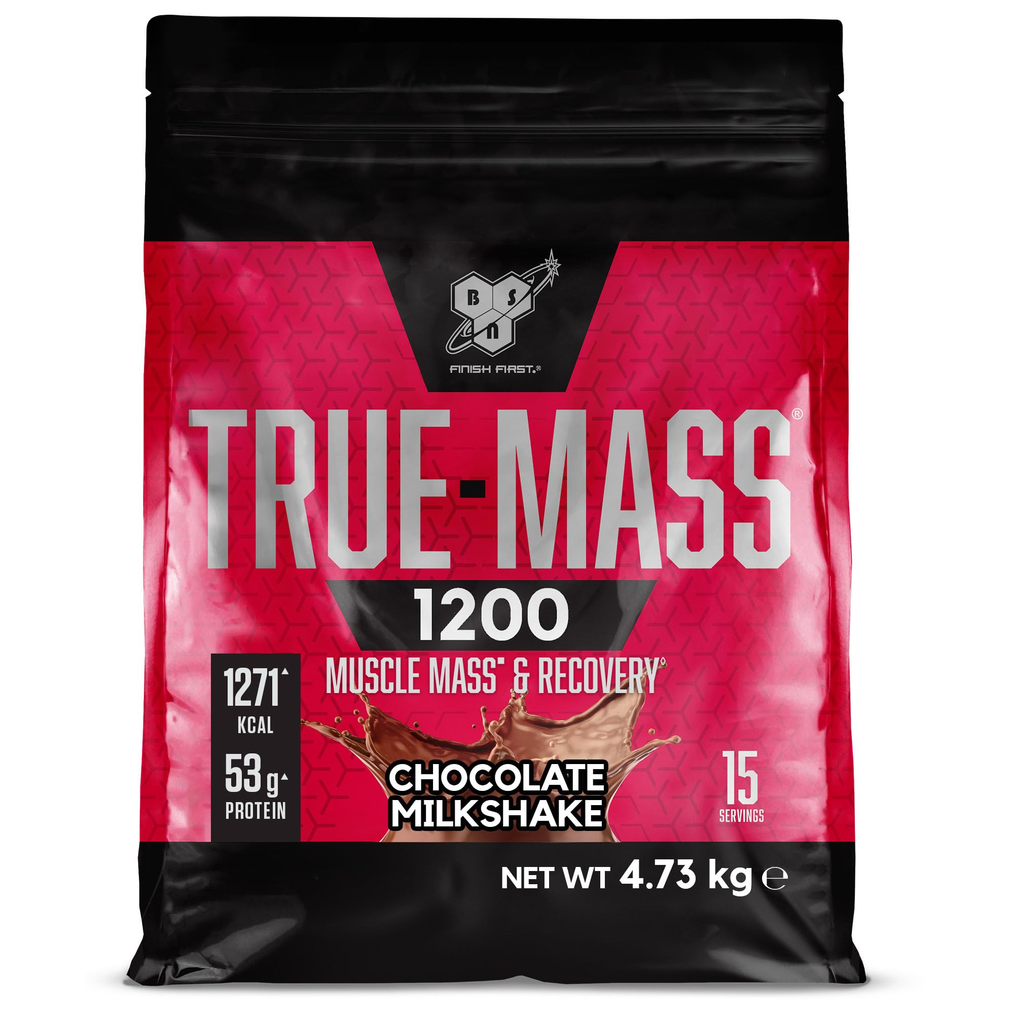 BSN True Mass 1200, Mass Gainer in Polvere con Proteine Whey Isolate e Carboidrati, Aumento di Peso, Crescita Muscolare e Recupero Post-Allenamento, Gusto Frullato al Cioccolato, 15 Porzioni, 4.8 kg