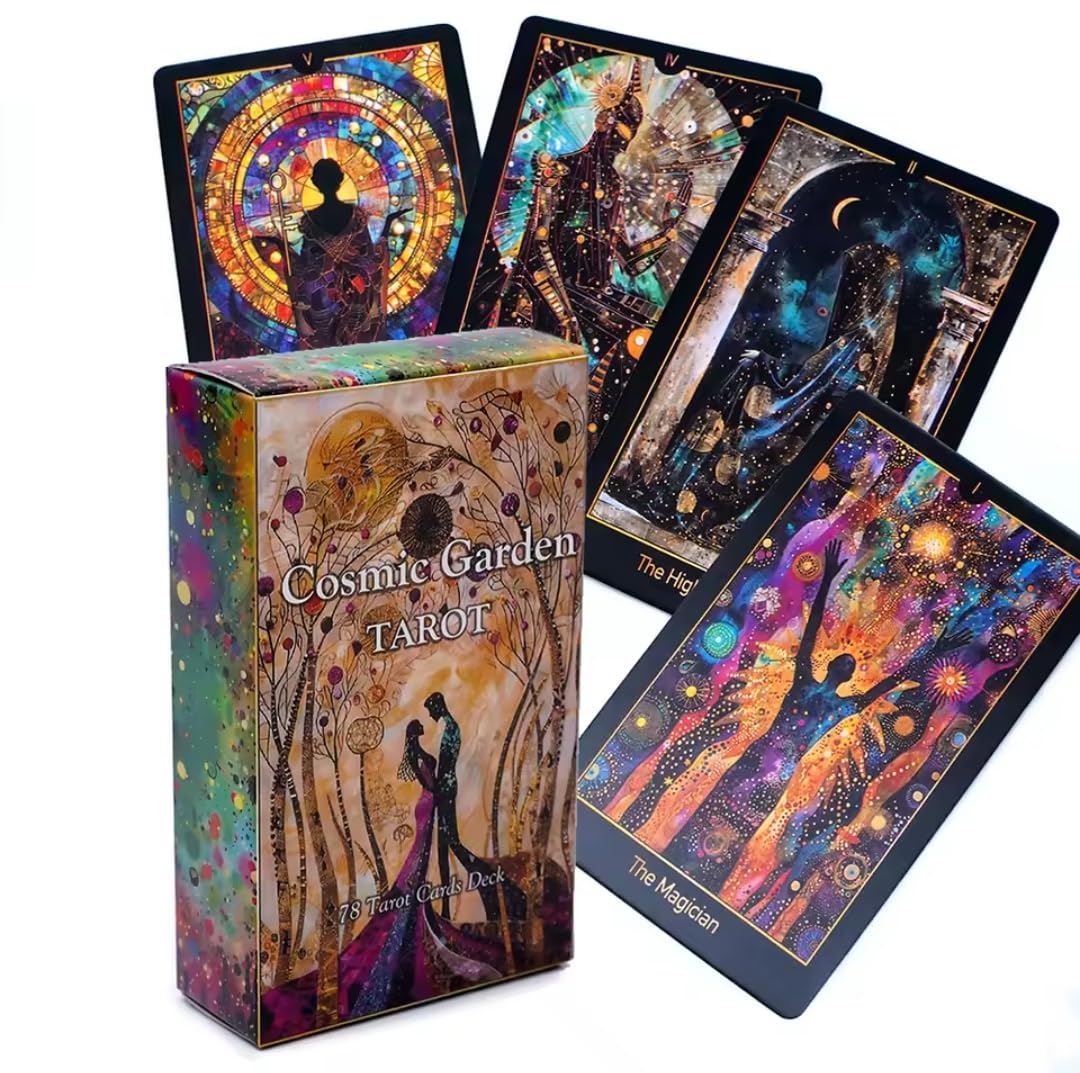 Cosmic Garden Tarot Cards, 78-Card Deck with Mystical Celestial Artwork, 10.5 cm x 6.3 cm