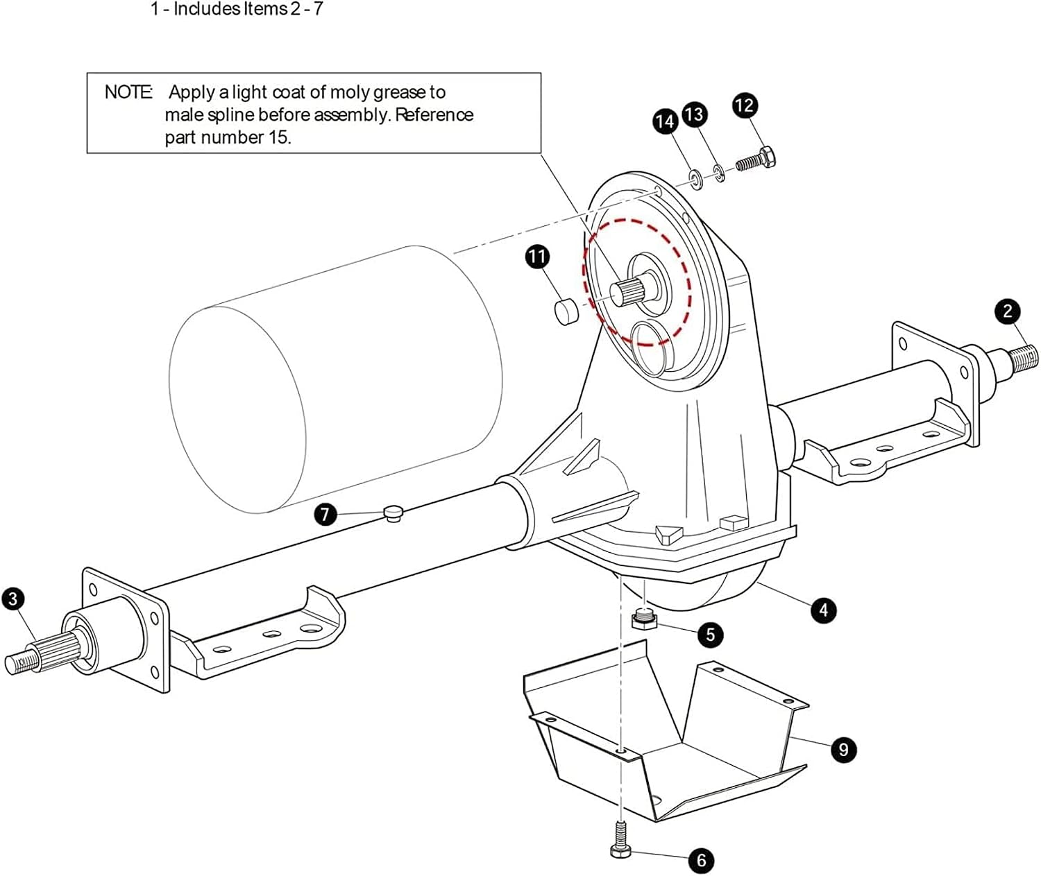 Golf Cart Input Shaft Kit for EZGO Marathon 1988-1990, TXT 1994-up Electric Models, 19 Splines / 21 Tooth, 1.5" Diameter Gear, Replaces OEM # 26926-G01, 26926G01, 28095-G01, 28095G01, 612556