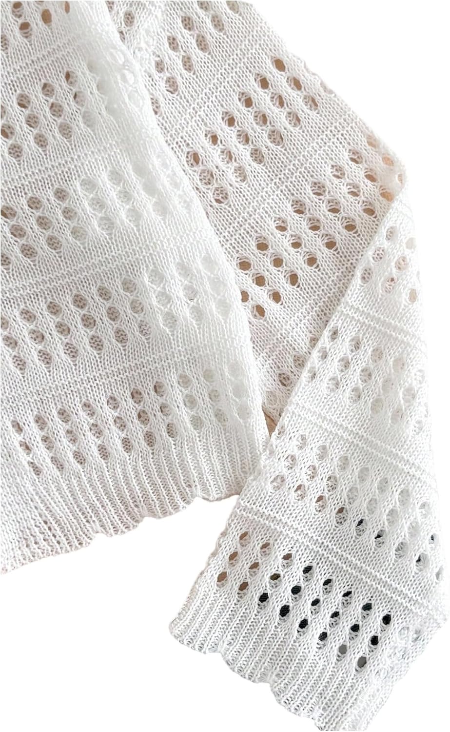 SOLY HUX Girl's Crochet Cardigan Sweaters Tie Front V Neck Long Sleeve Lightweight Hollow Out Knit Beach Vacation Tops