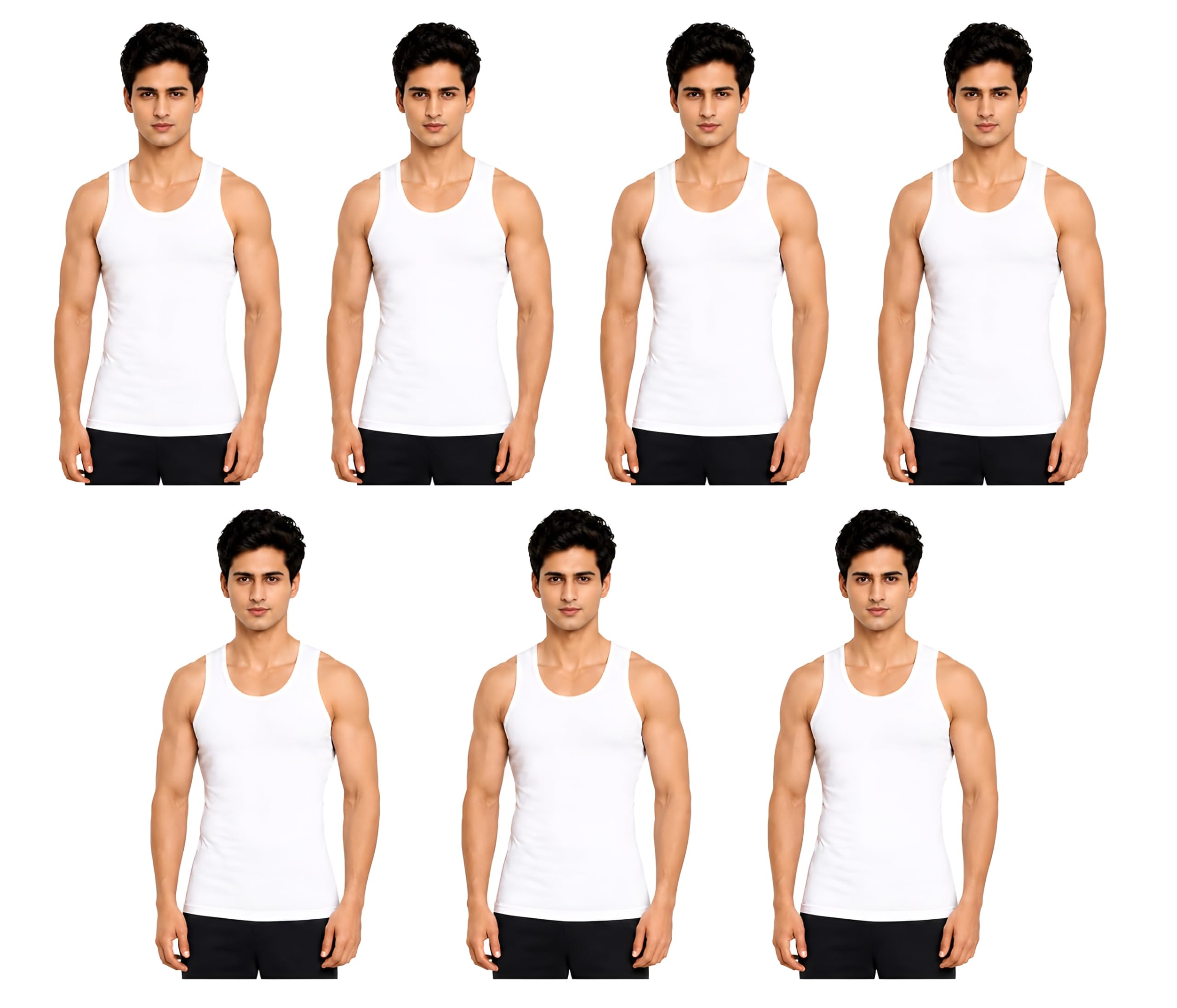 Premium Men’s White Cotton Vest Pack of 7 | Stretchable Comfortable Innerwear-image-40