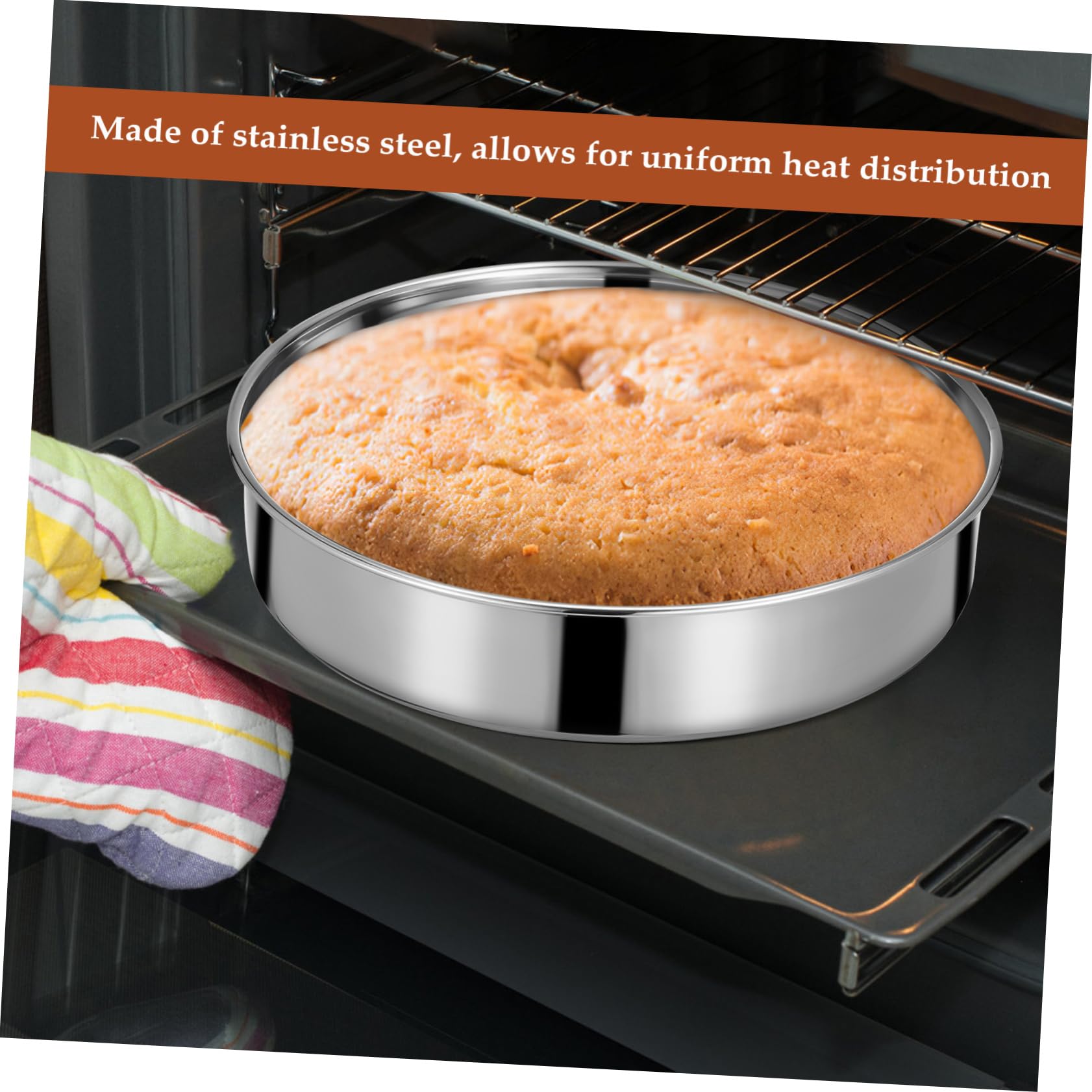 ULTECHNOVO Moule à Gâteau Rond en Acier Inoxydable 2 Pièces Argenté | Finition Polie, Résiste aux Hautes Températures, Nettoyage Facile, Compatible Cuisson Vapeur