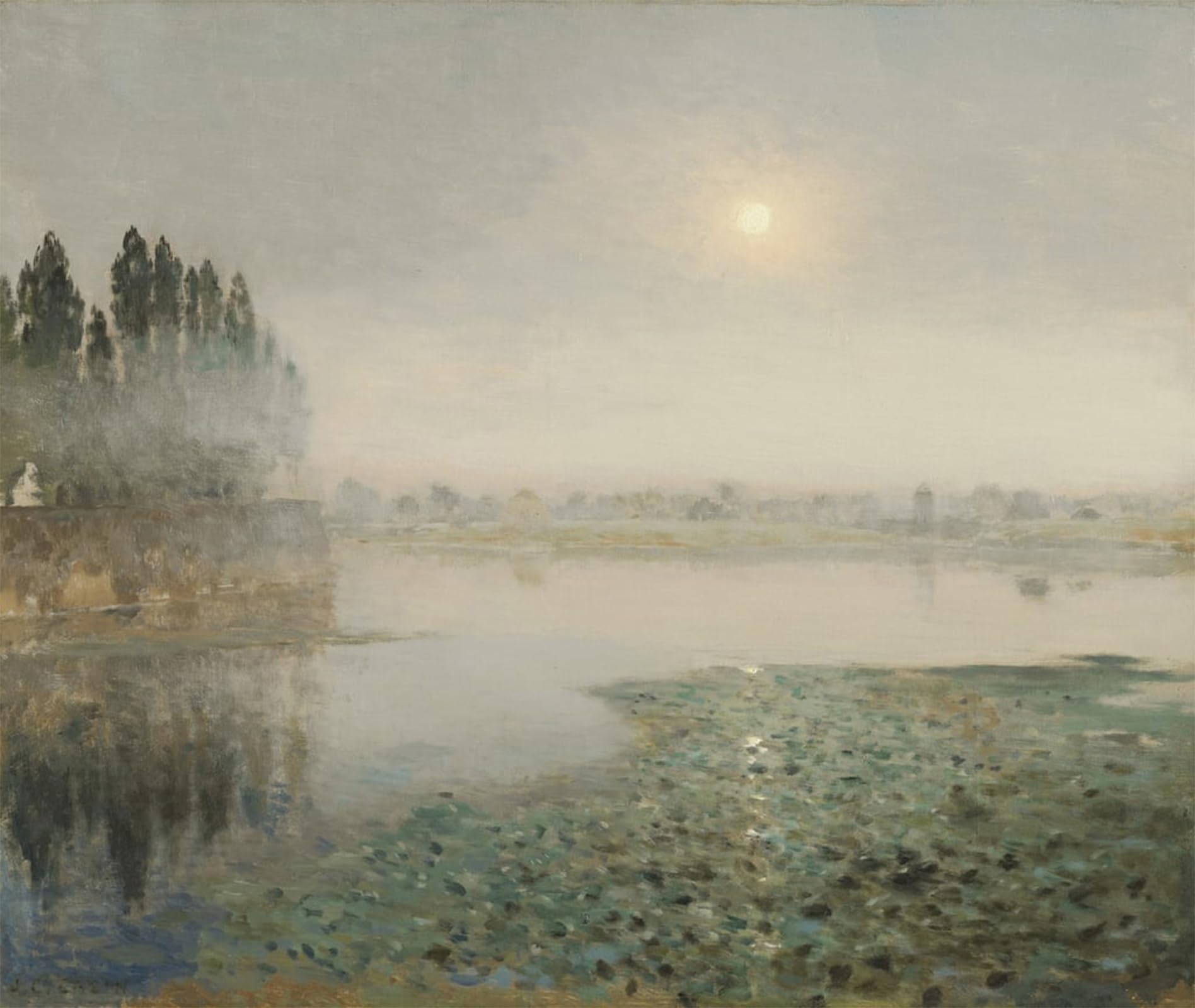 SERENDIPITP Aesthetic Poster Photo Wall Print Retro Picture Mist on the River by Jean Charles Cazin Modern Wall Artwork for Home Decor 60x90cm