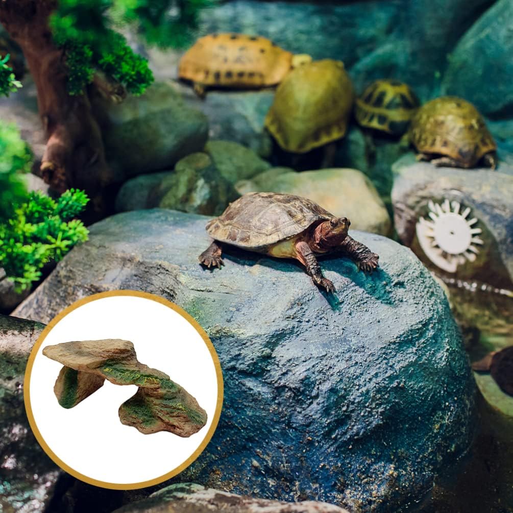 POPETPOP Turtle Basking Platform - Reptile Resting Habitat Ornament Resin Tortoise Climbing Platform Turtle Habitat Basking Rocks for Turtles Bearded Dragons Lizard