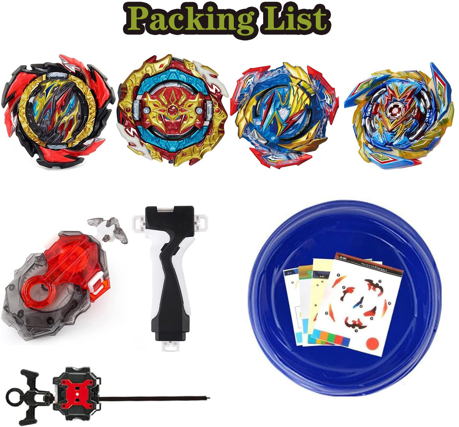 Burst Toupies Set, 4 Metal Fusion DB Layer Spinning avec 2 Lanceurs et 1 Poignée de Combat Jouet Set De Cadeau Jouet pour Filles et garçons